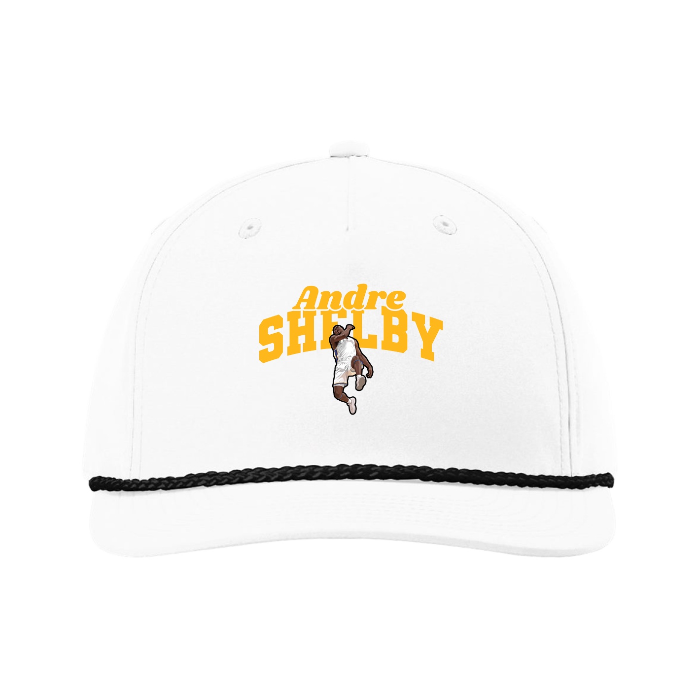 Five-Panel Classic Rope Cap — Signature Arch in White
