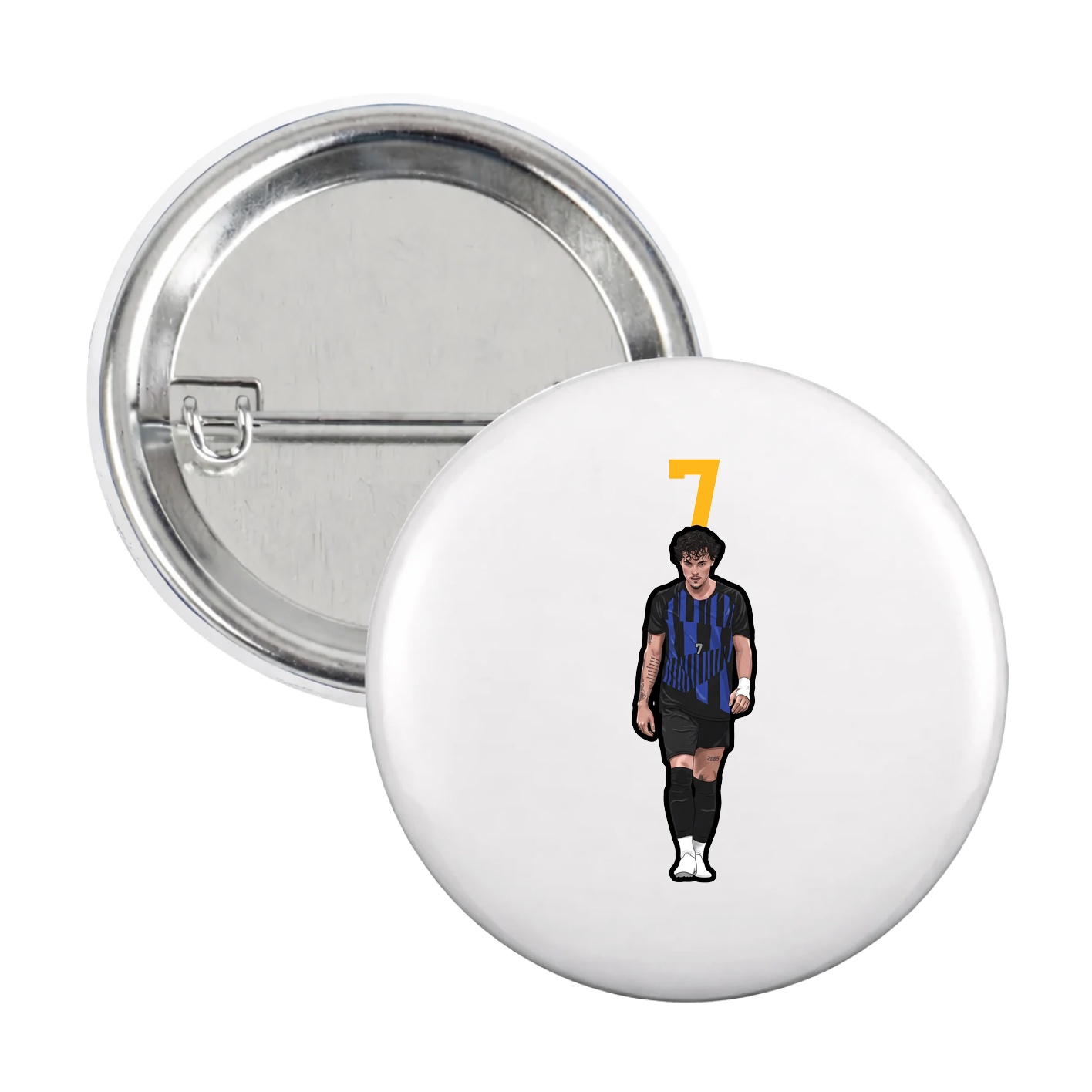 Game Day Button — Number Top in White