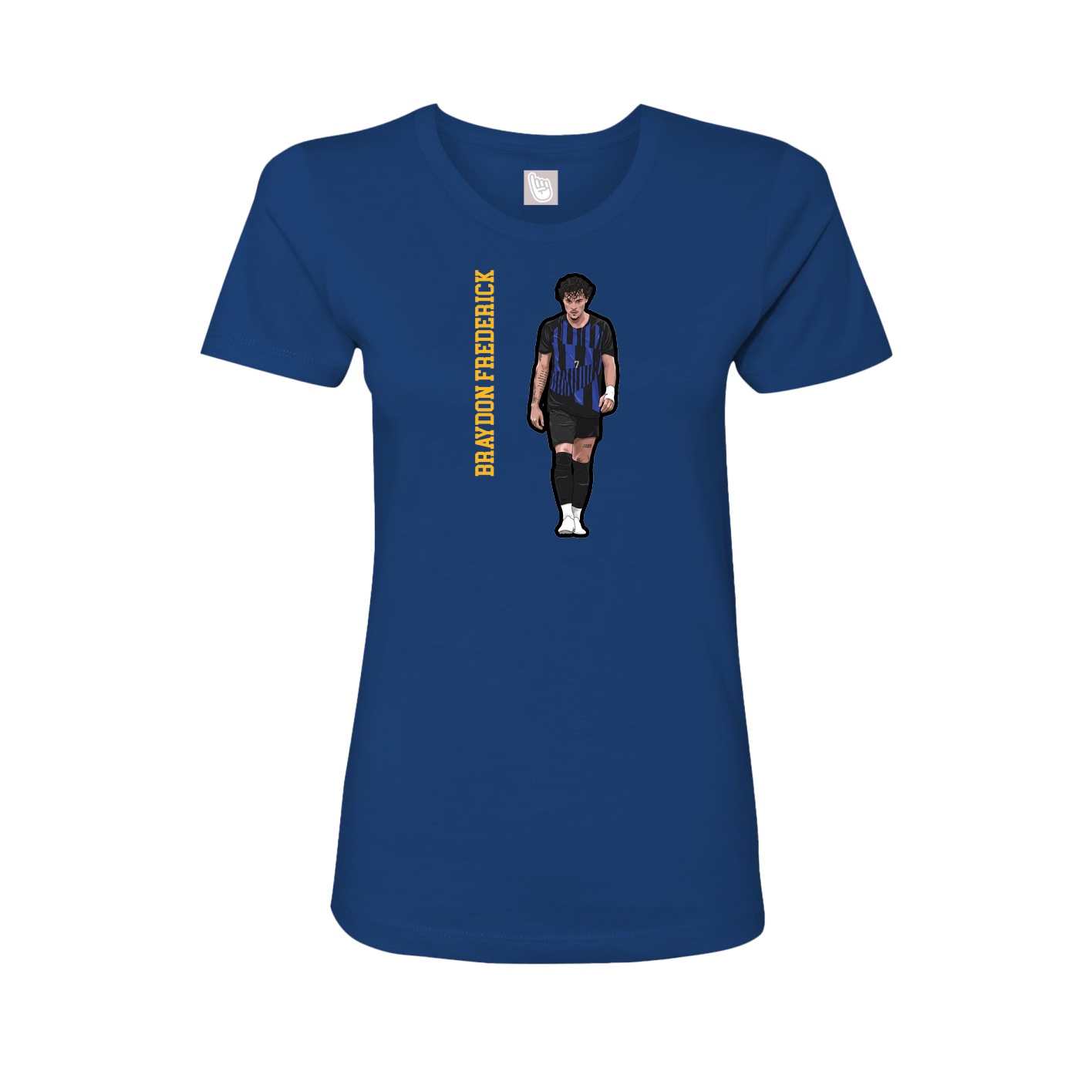 Fitted Women's Tee — Name Vertical in Royal