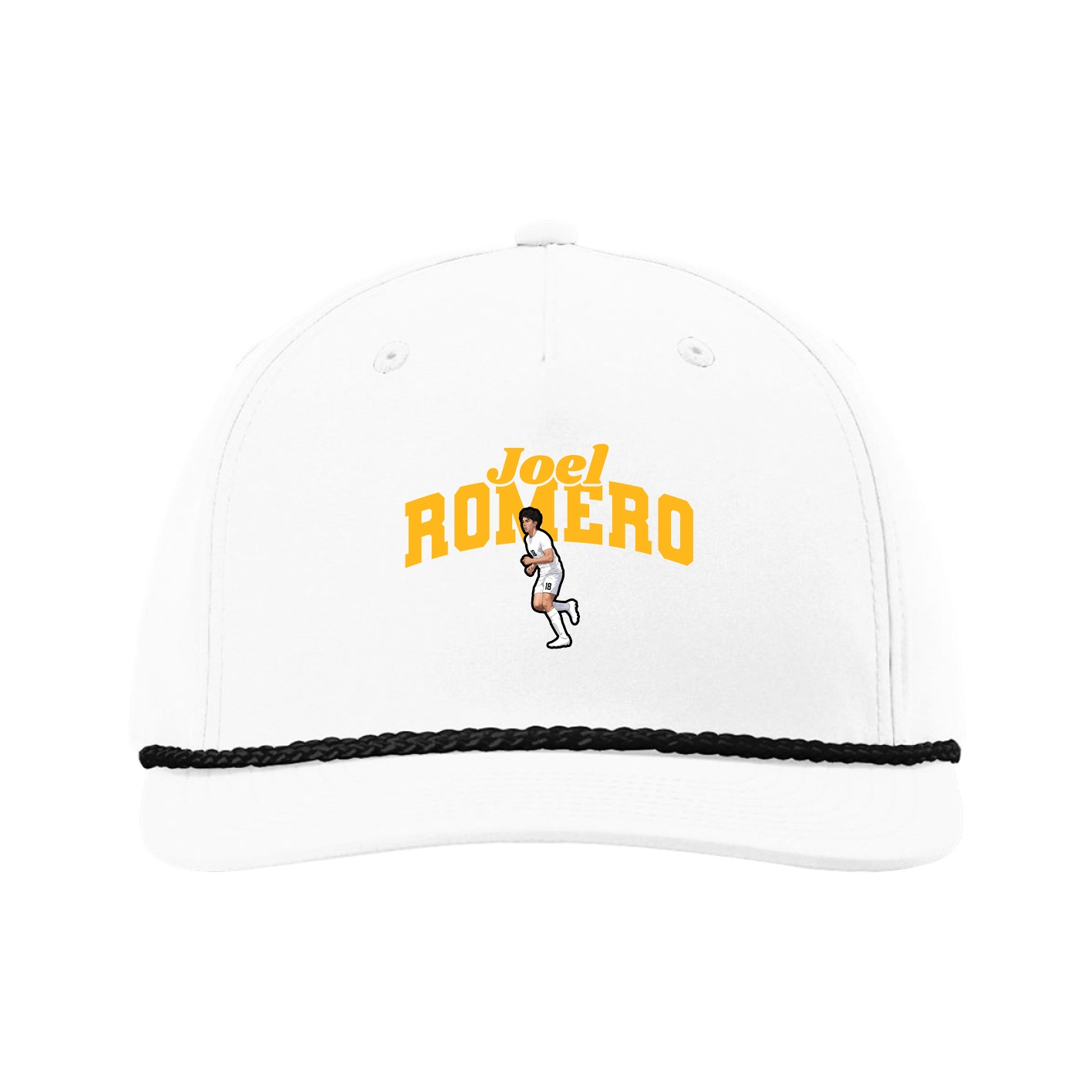 Five-Panel Classic Rope Cap — Signature Arch in White