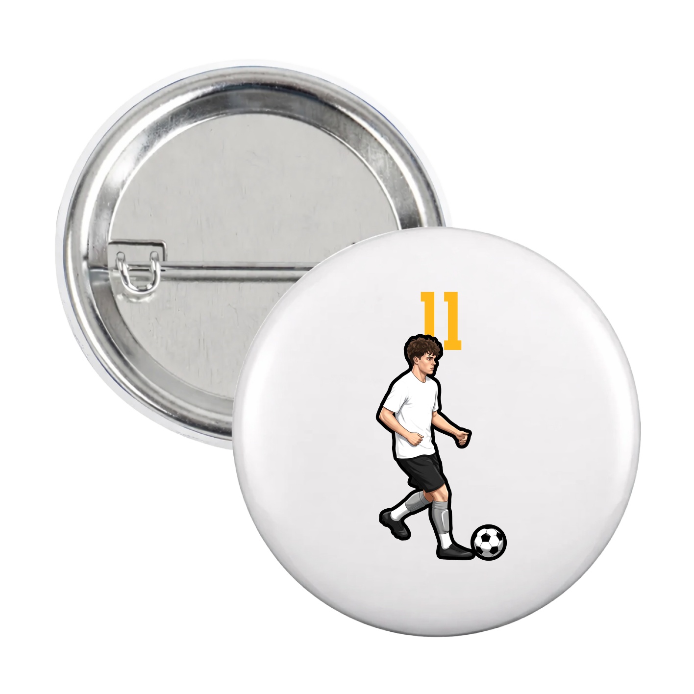 Game Day Button — Number Top in White