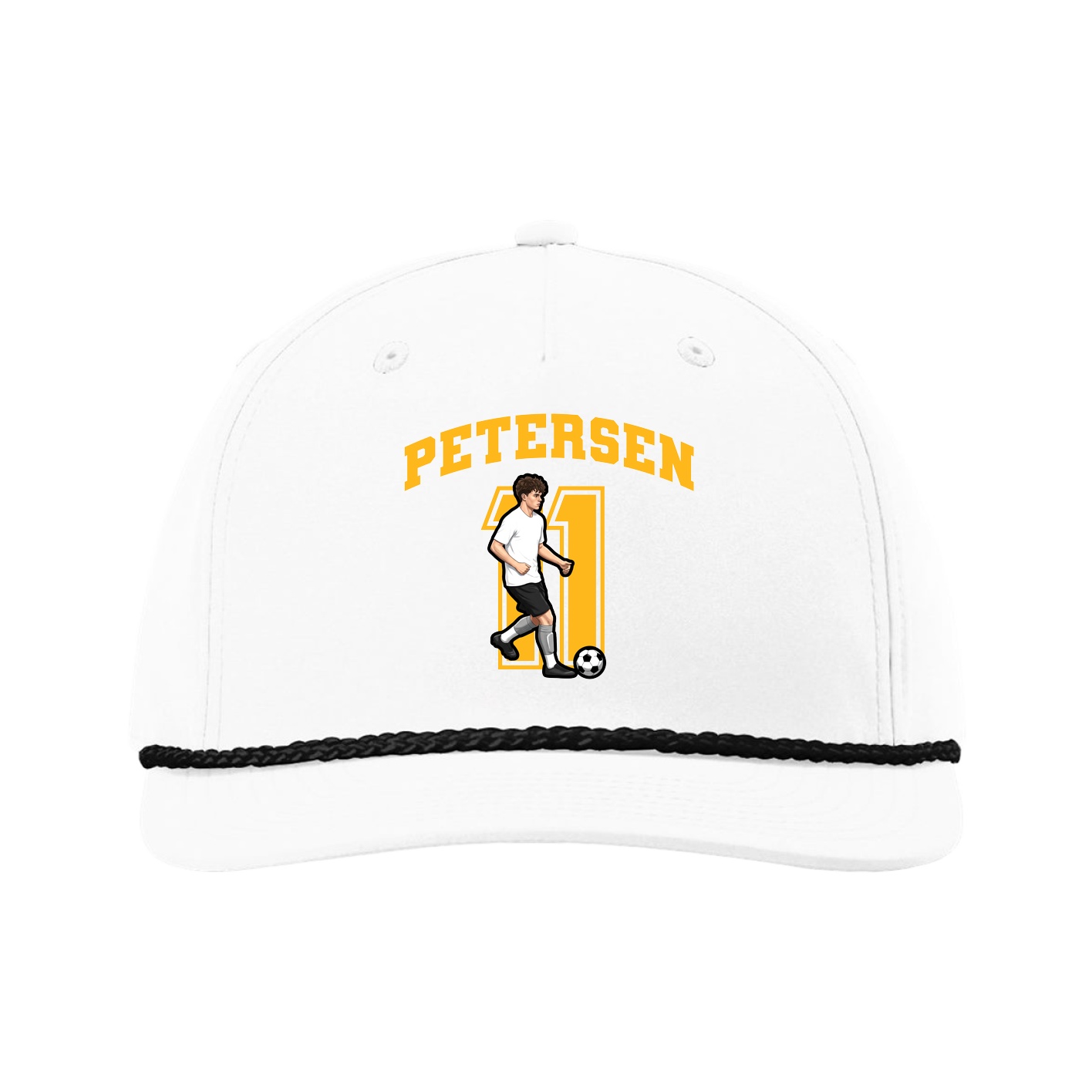 Five-Panel Classic Rope Cap — Number in White