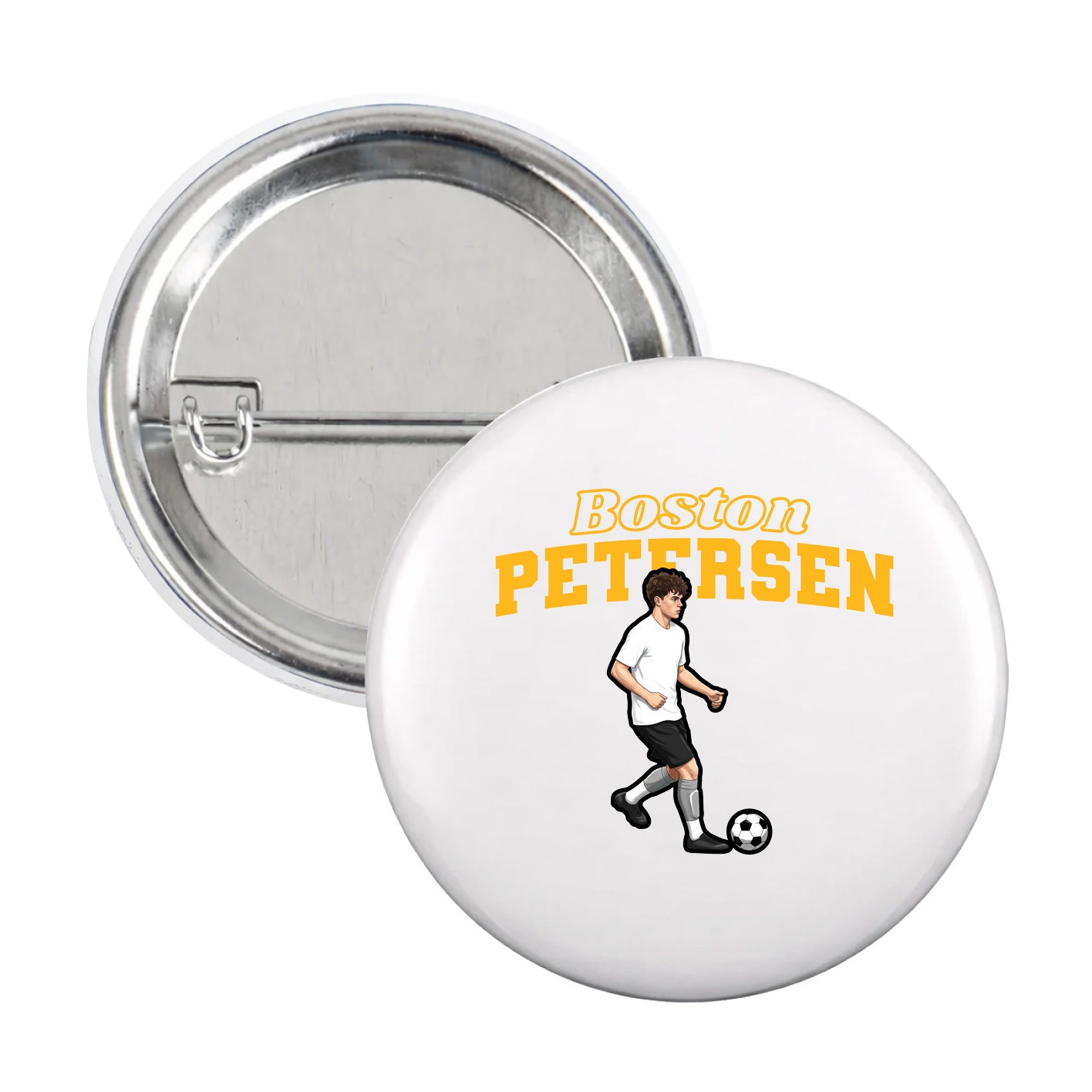 Game Day Button — Name Arch in White