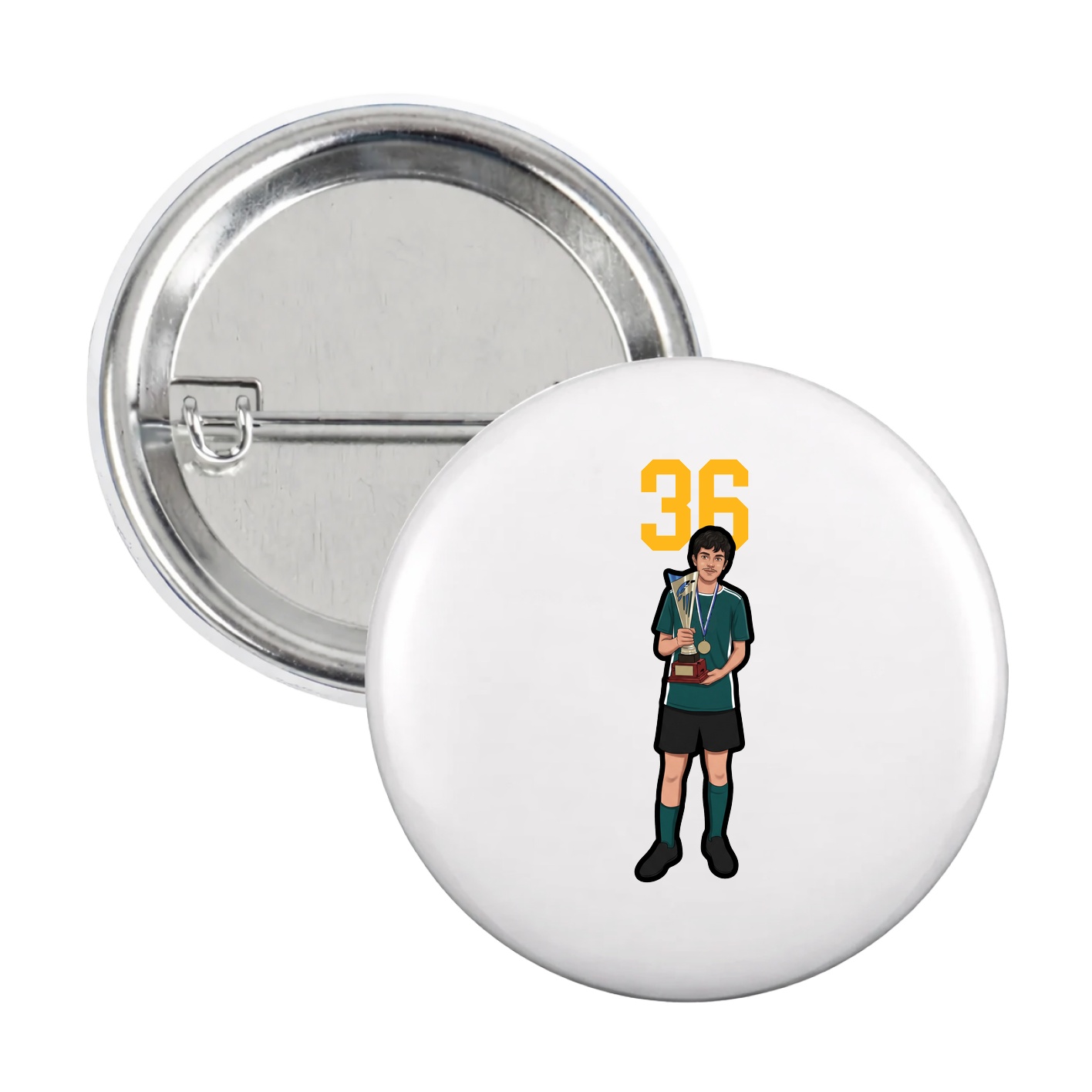 Game Day Button — Number Top in White