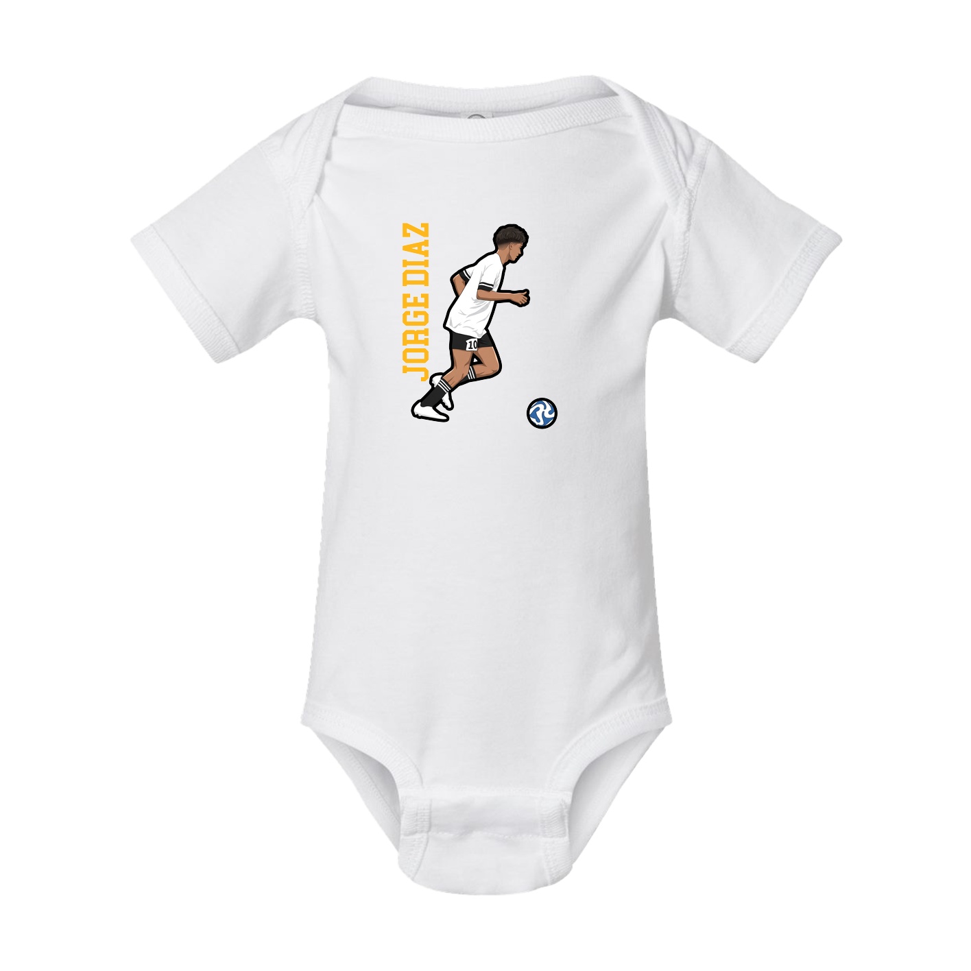 Baby Onesie — Name Vertical in White