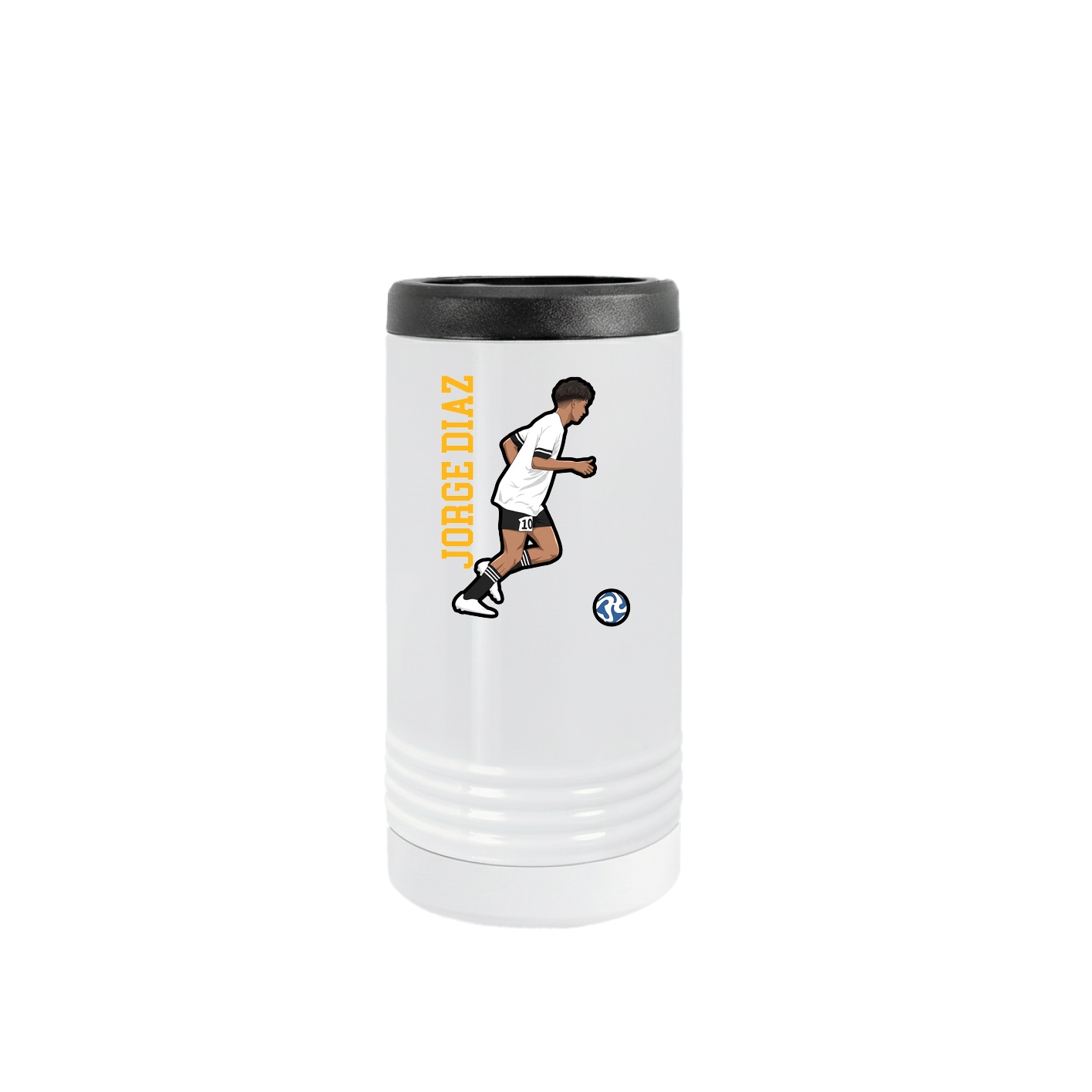 Slim Beverage Holder — Name Vertical in White