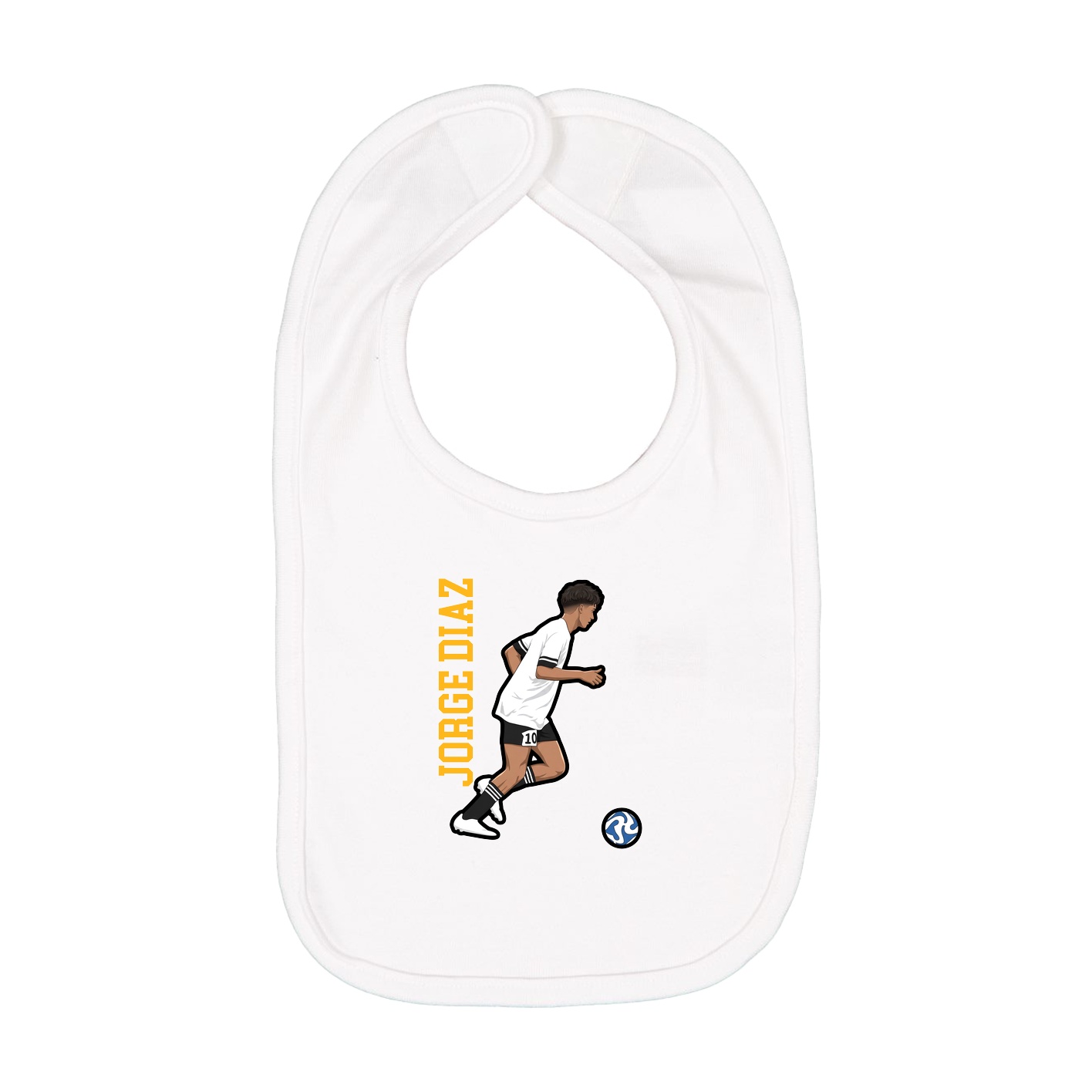 Infant Bib — Name Vertical in White