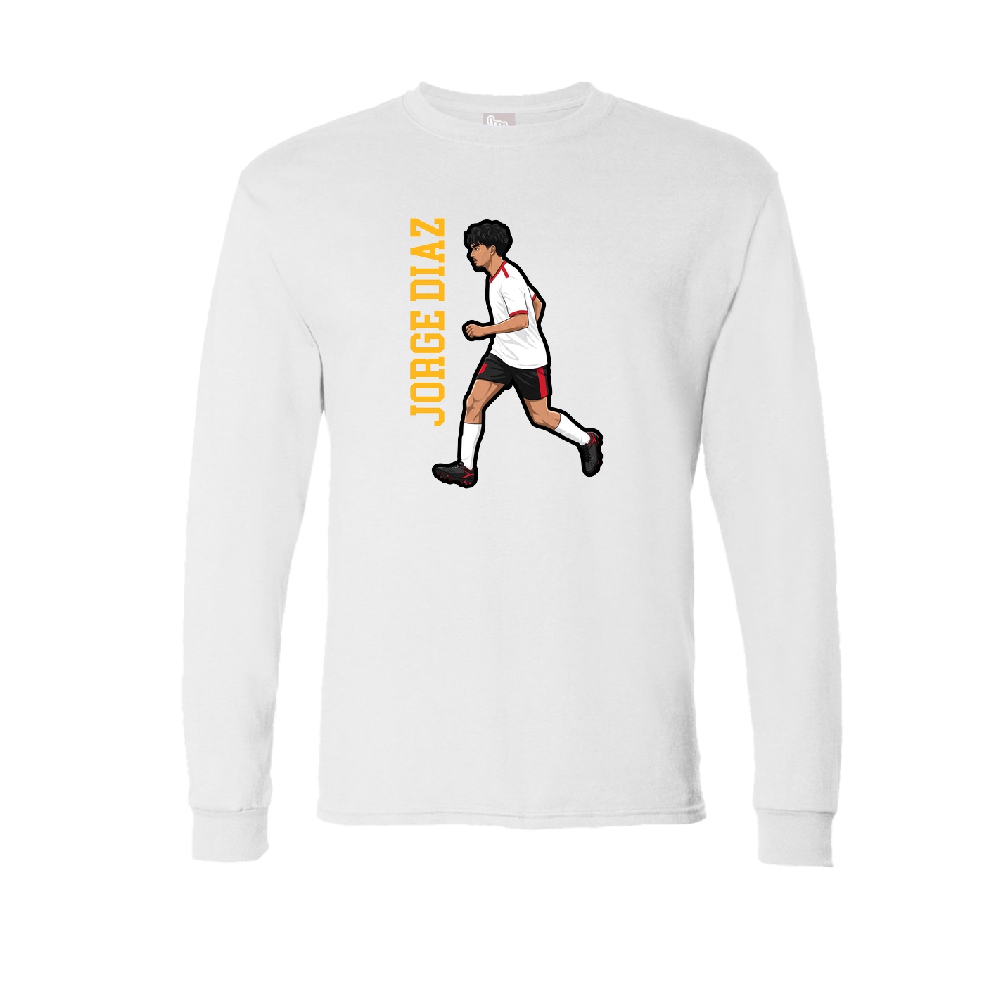 Long Sleeve Tee — Name Vertical in White
