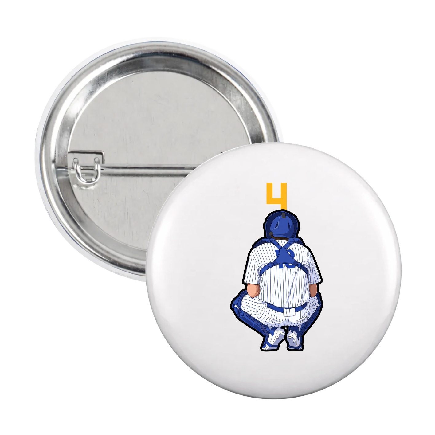 Game Day Button — Number Top in White