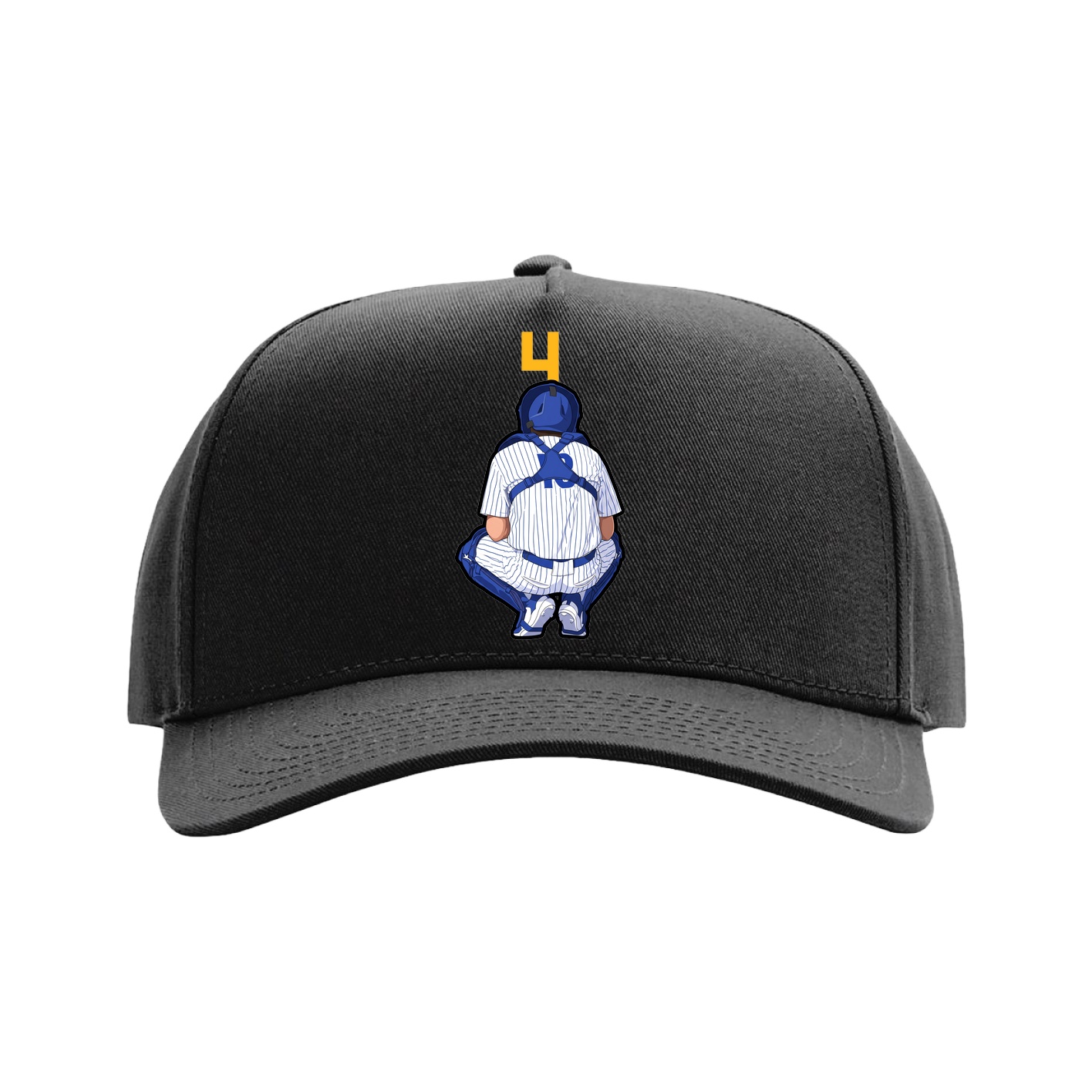 Full Fabric Five-Panel Champ Cap — Number Top in Black