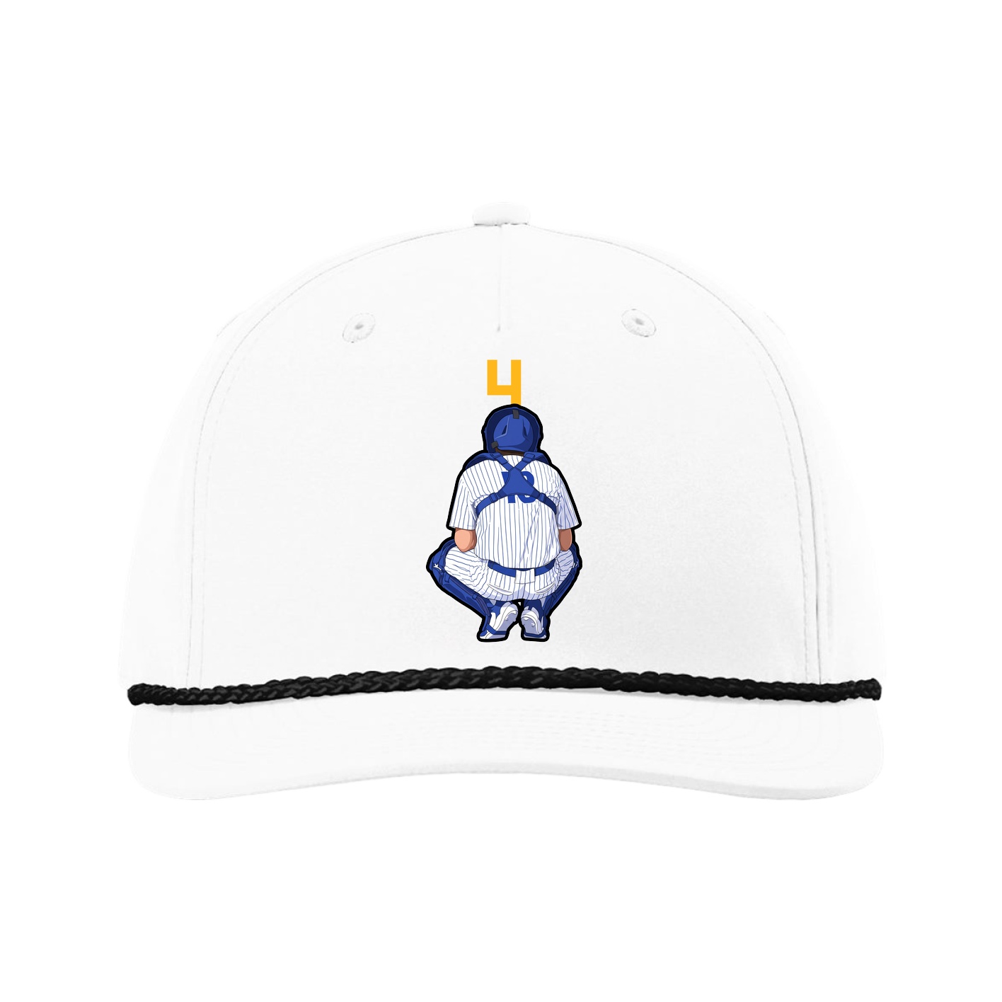 Five-Panel Classic Rope Cap — Number Top in White