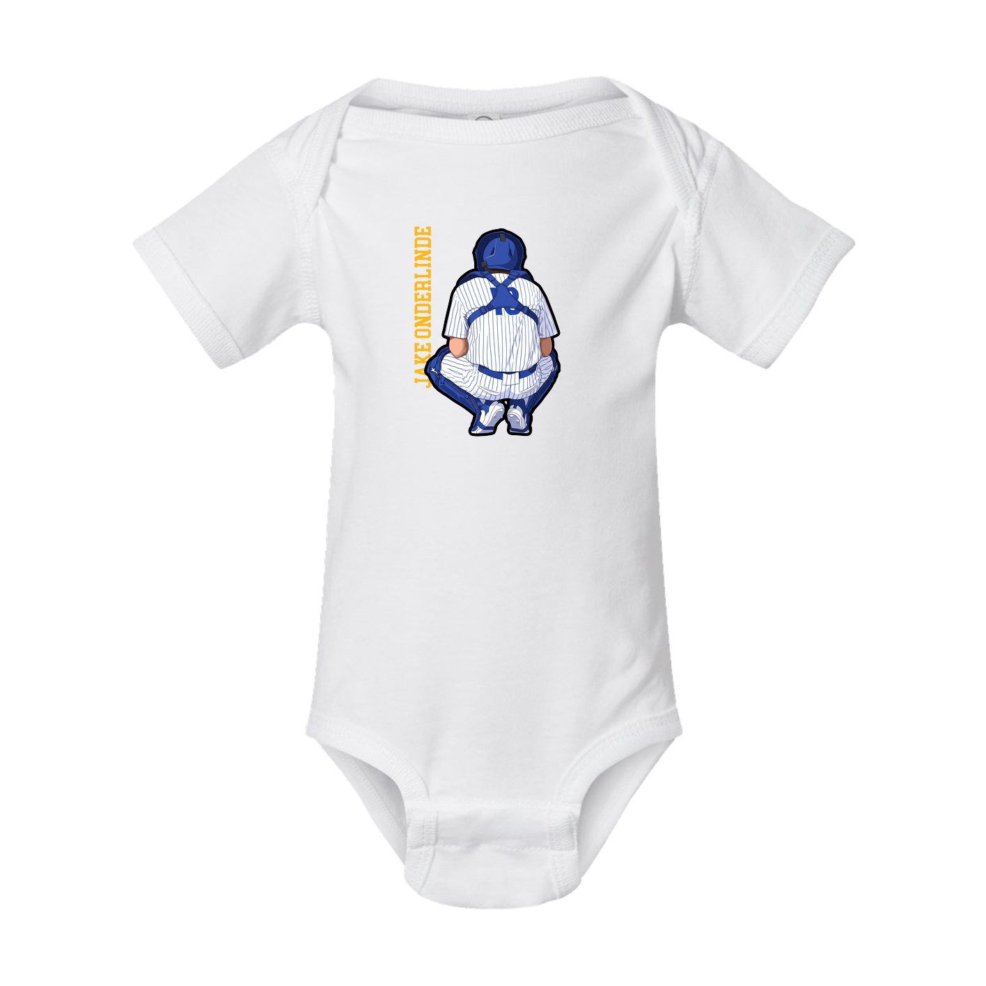 Baby Onesie — Name Vertical in White