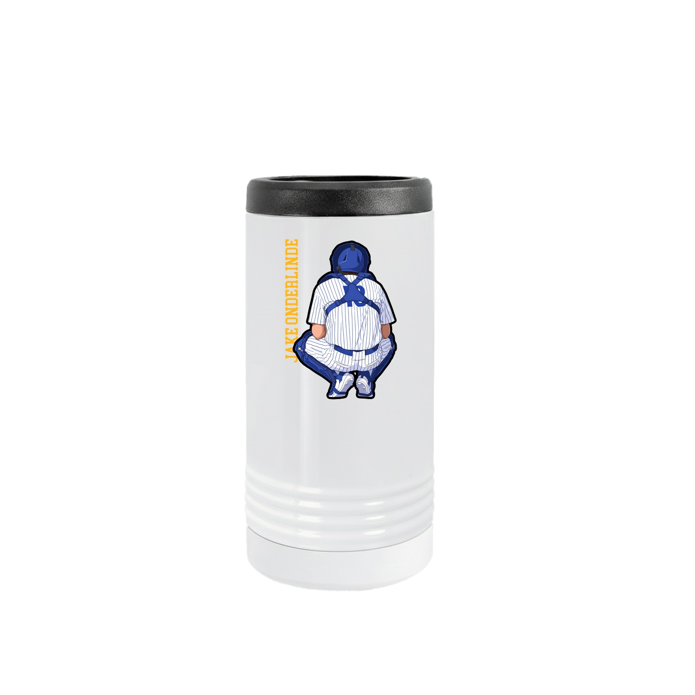 Slim Beverage Holder — Name Vertical in White
