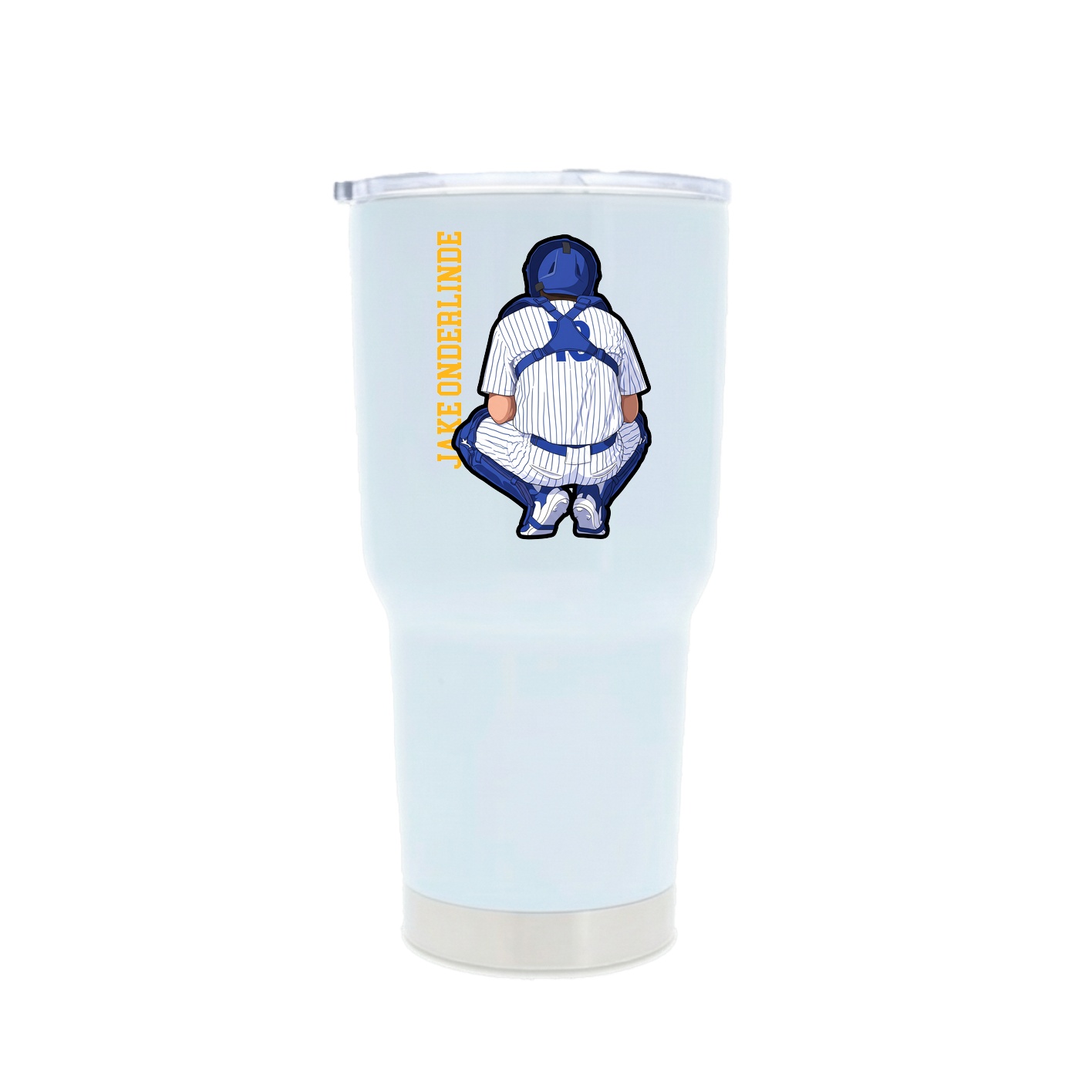 30oz Stainless Steel Tumbler — Name Vertical in White