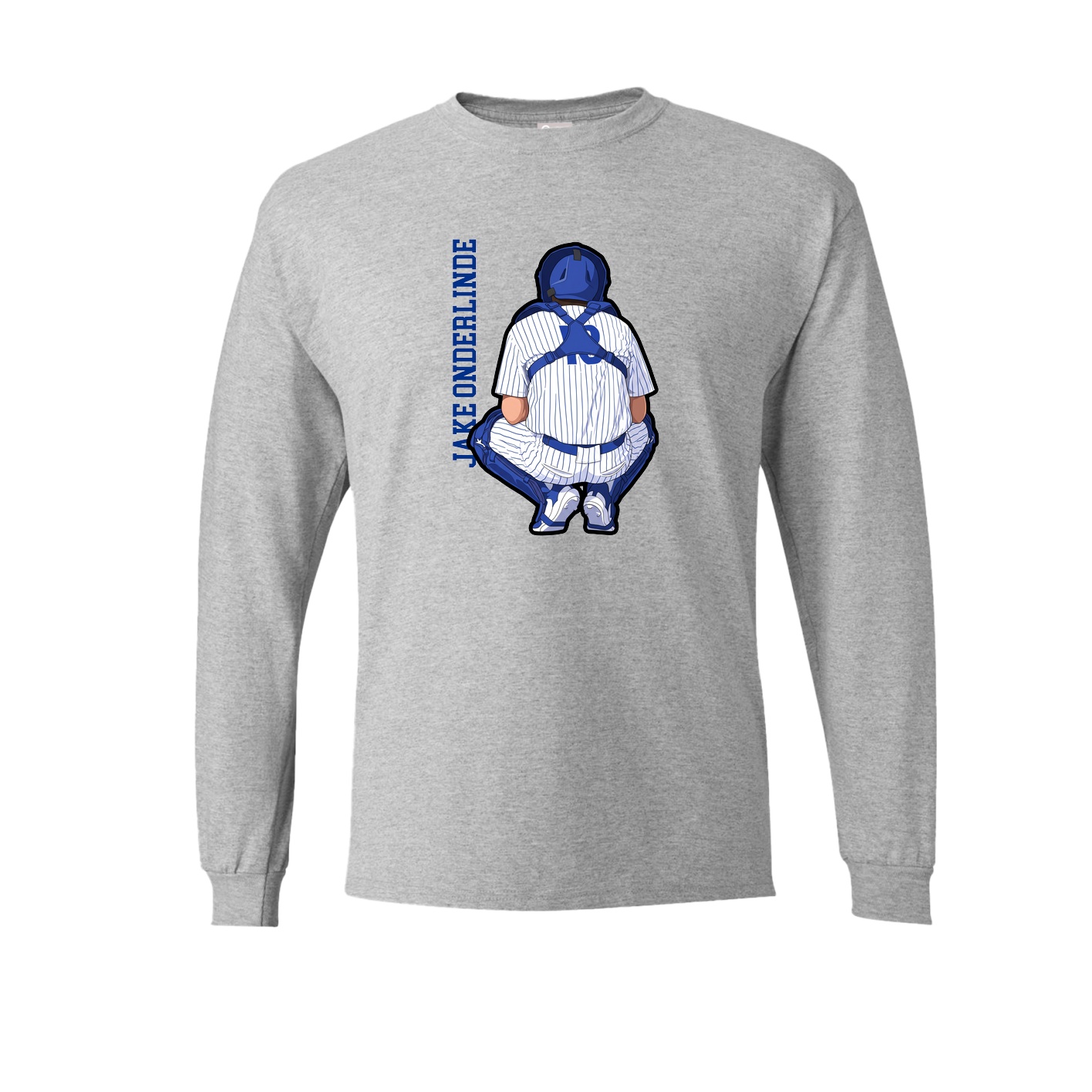 Long Sleeve Tee — Name Vertical in Grey