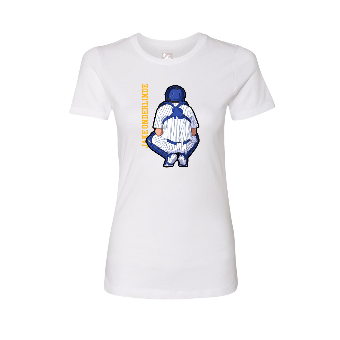 Fitted Women's Tee — Name Vertical in White