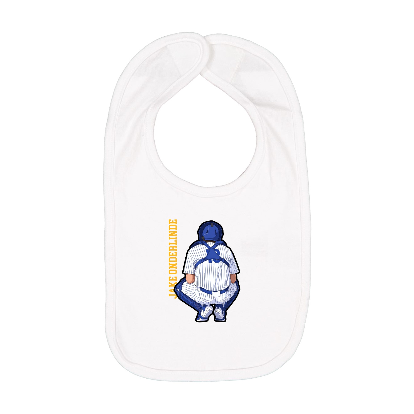 Infant Bib — Name Vertical in White