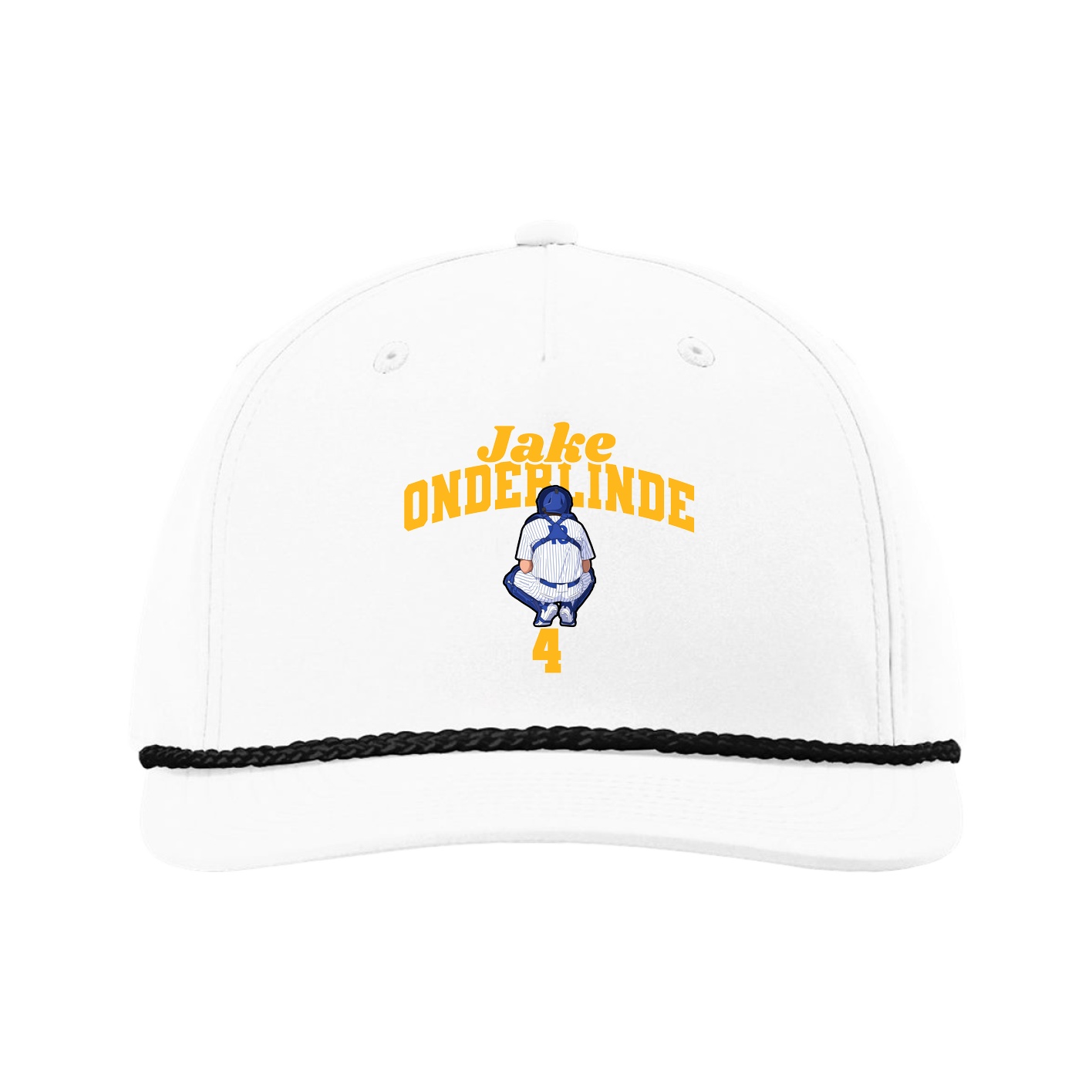 Five-Panel Classic Rope Cap — Signature Arch in White