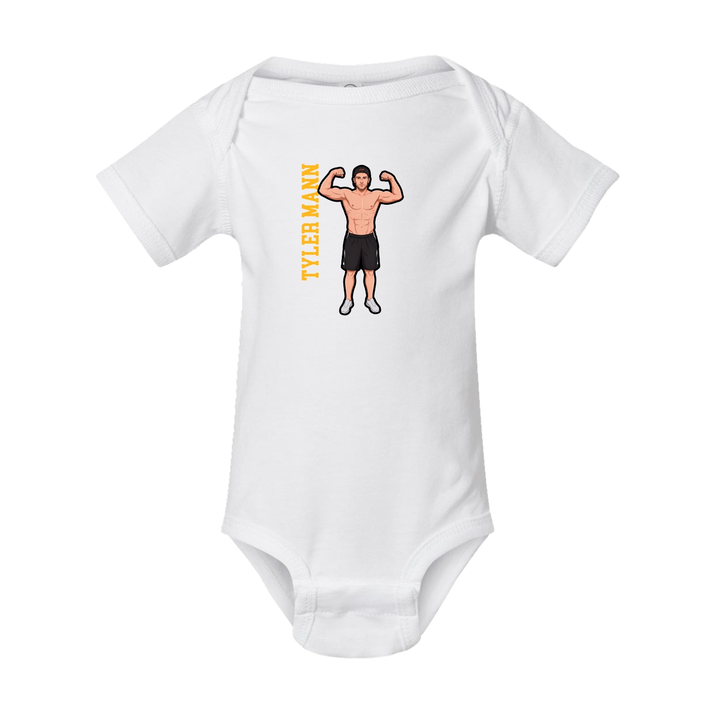 Baby Onesie — Name Vertical in White