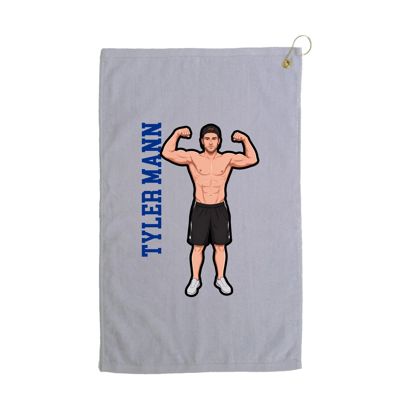 Golf Towel — Name Vertical in Grey