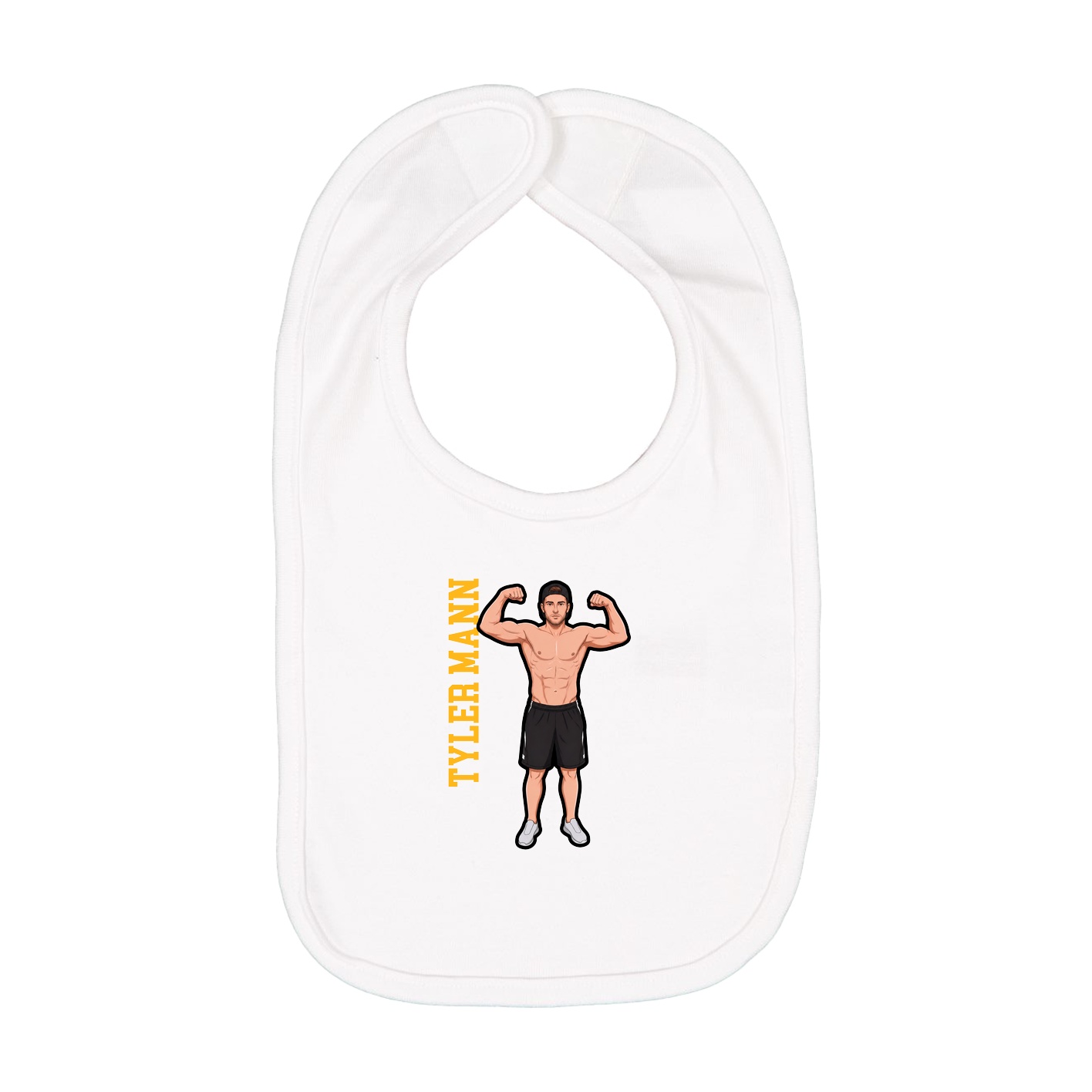Infant Bib — Name Vertical in White