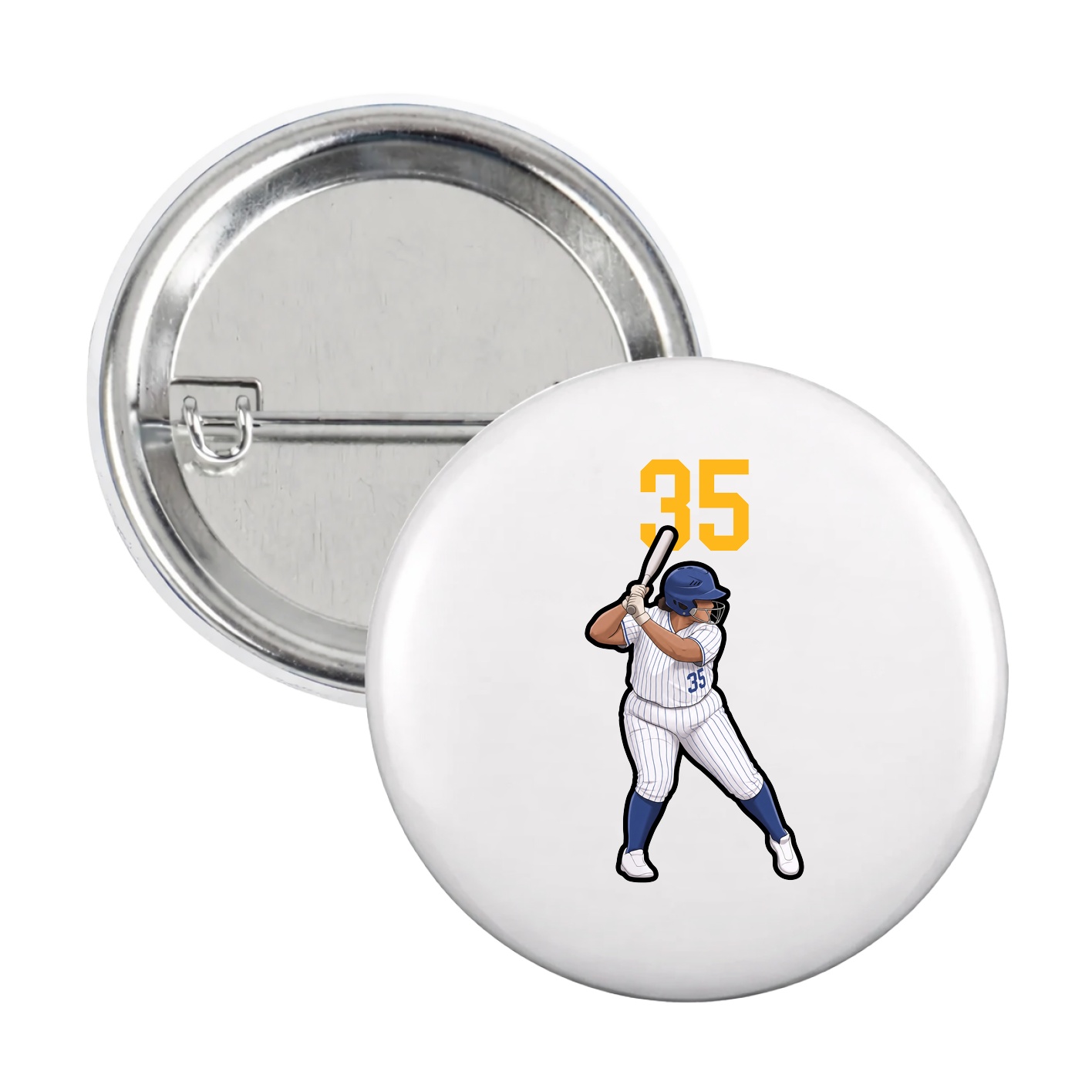 Game Day Button — Number Top in White