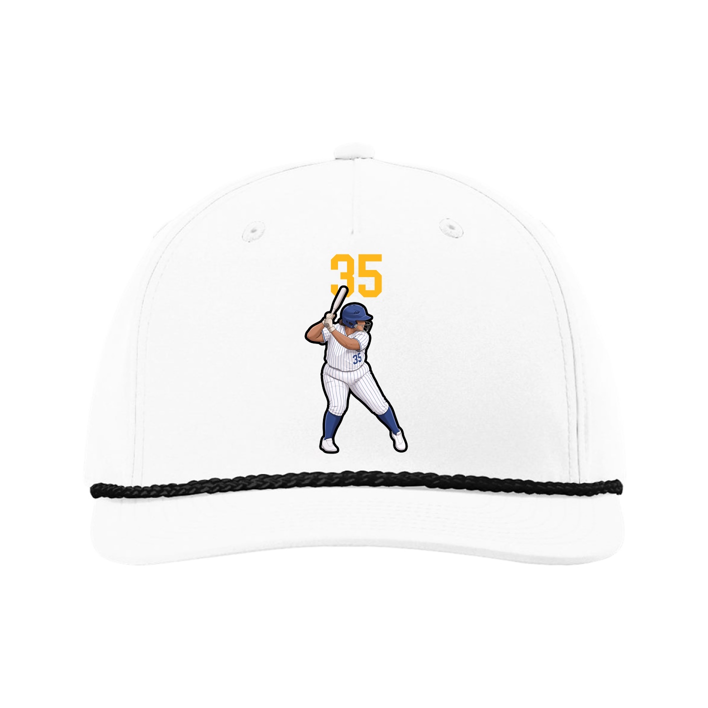 Five-Panel Classic Rope Cap — Number Top in White