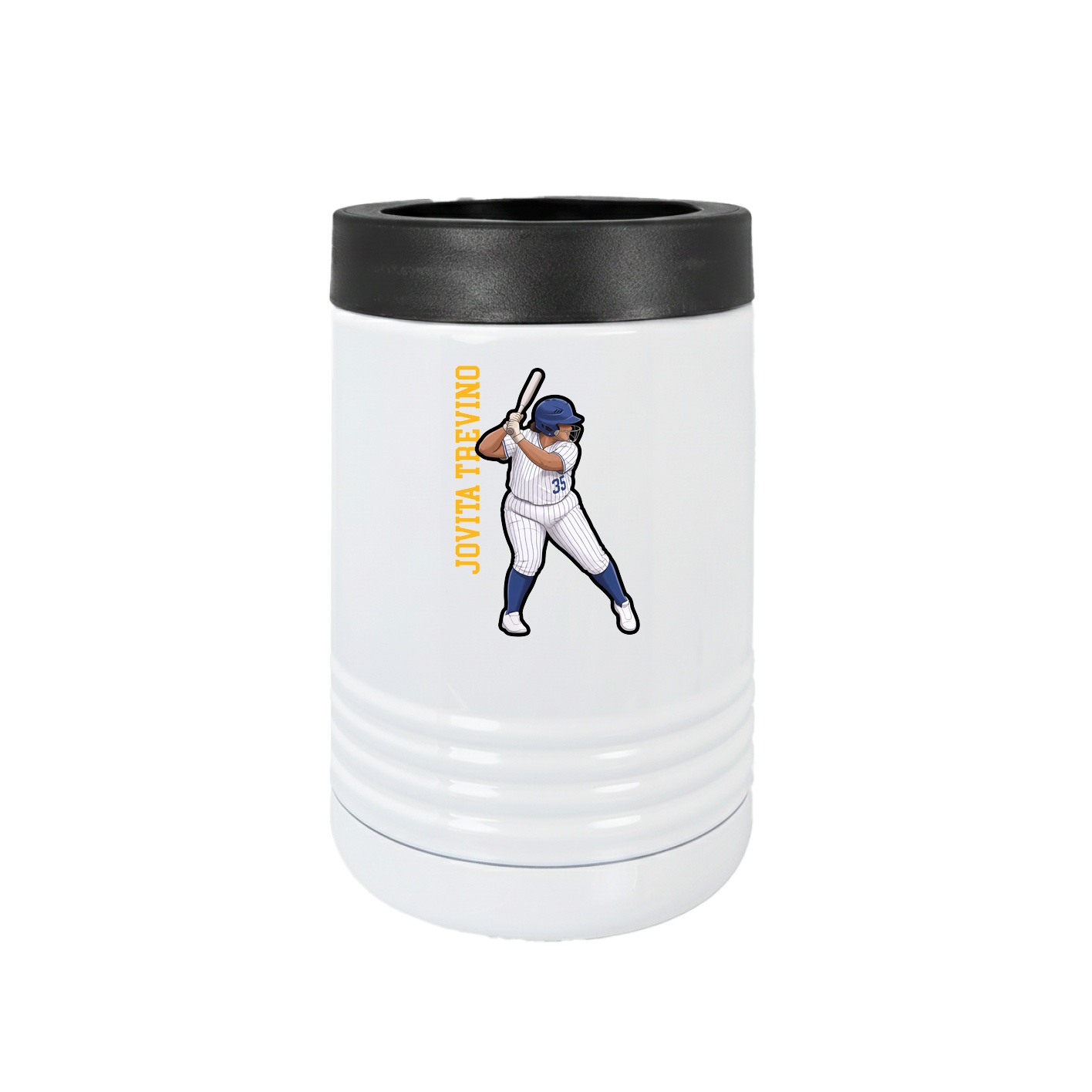 Beverage Holder — Name Vertical in White