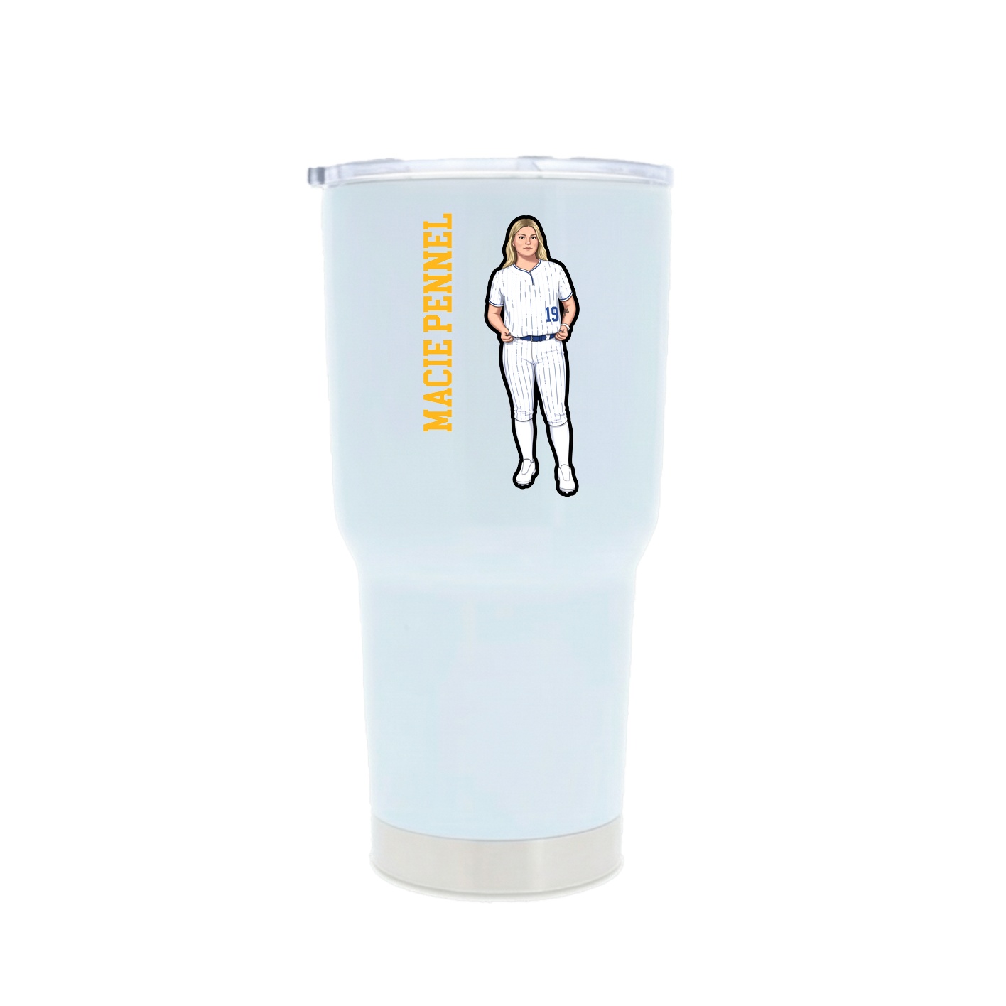30oz Stainless Steel Tumbler — Name Vertical in White