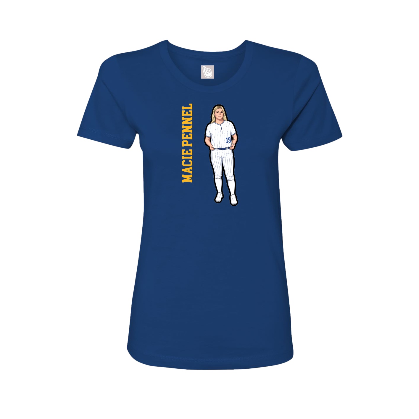 Fitted Women's Tee — Name Vertical in Royal