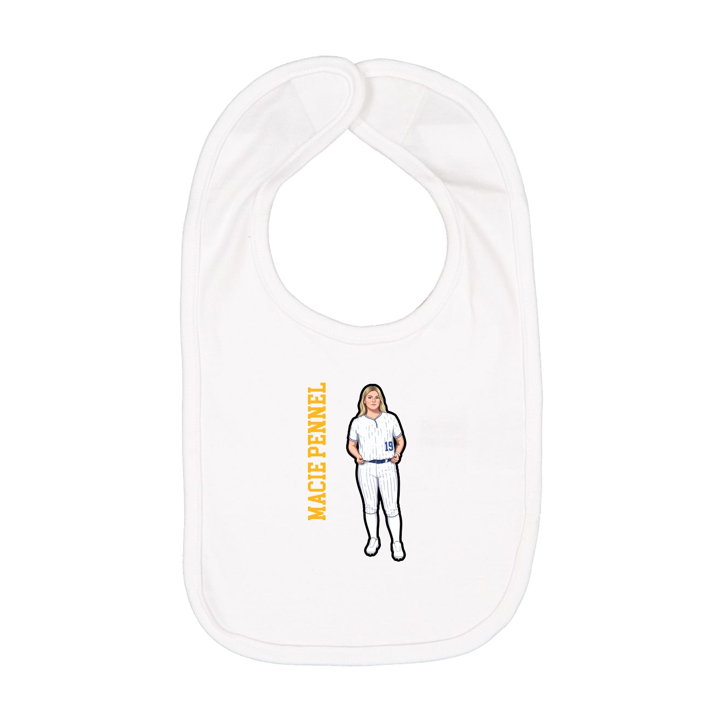 Infant Bib — Name Vertical in White