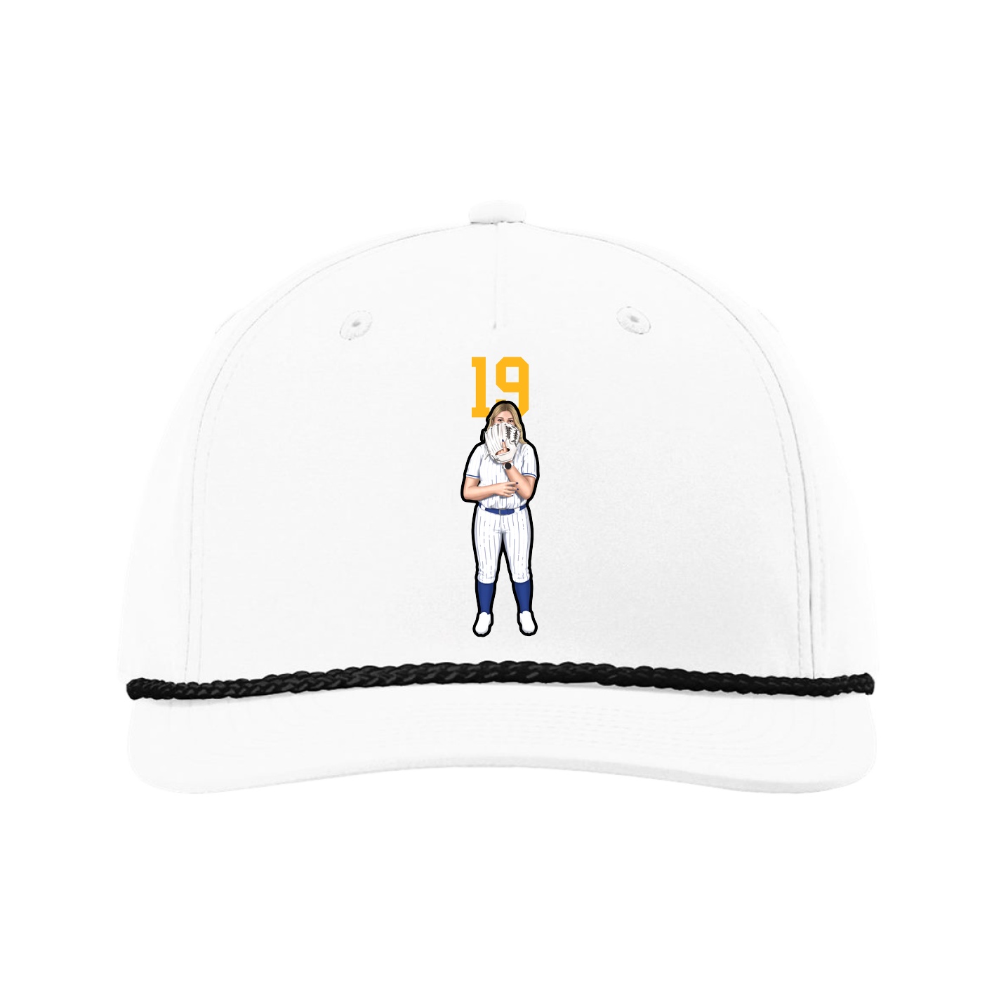 Five-Panel Classic Rope Cap — Number Top in White
