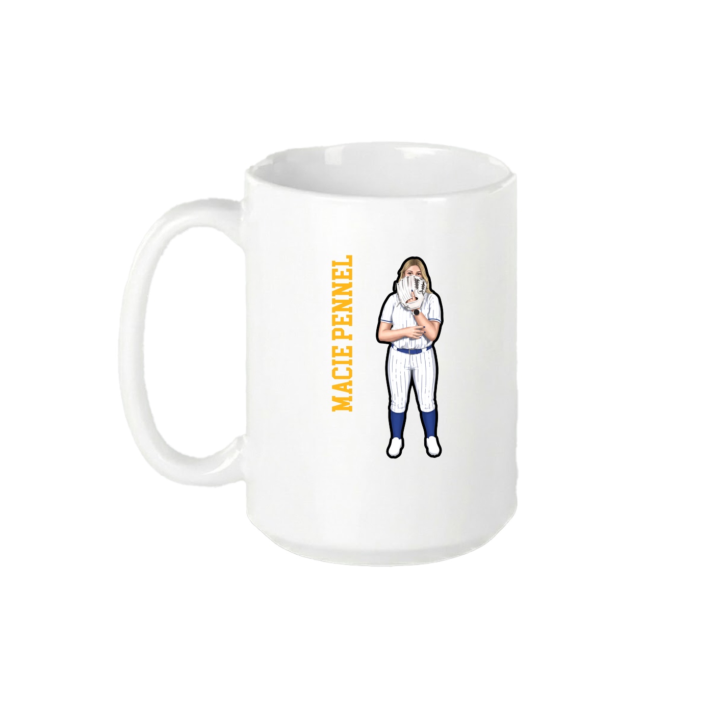 15oz Coffee Mug — Name Vertical in White