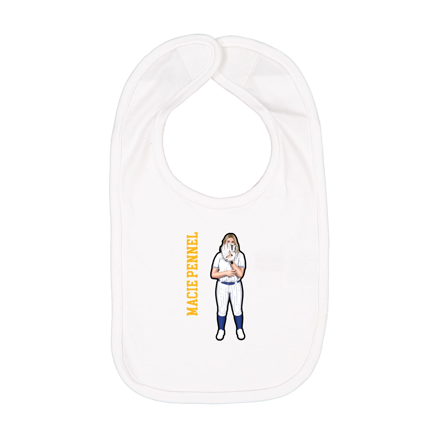 Infant Bib — Name Vertical in White
