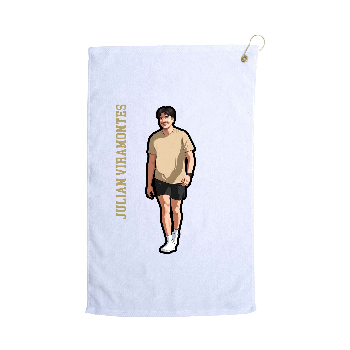 Golf Towel — Name Vertical in White