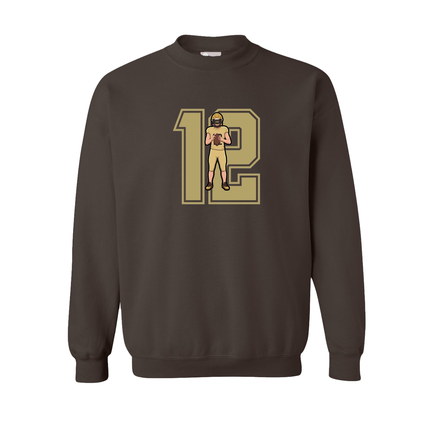 Fleece Crew — Number in Brown