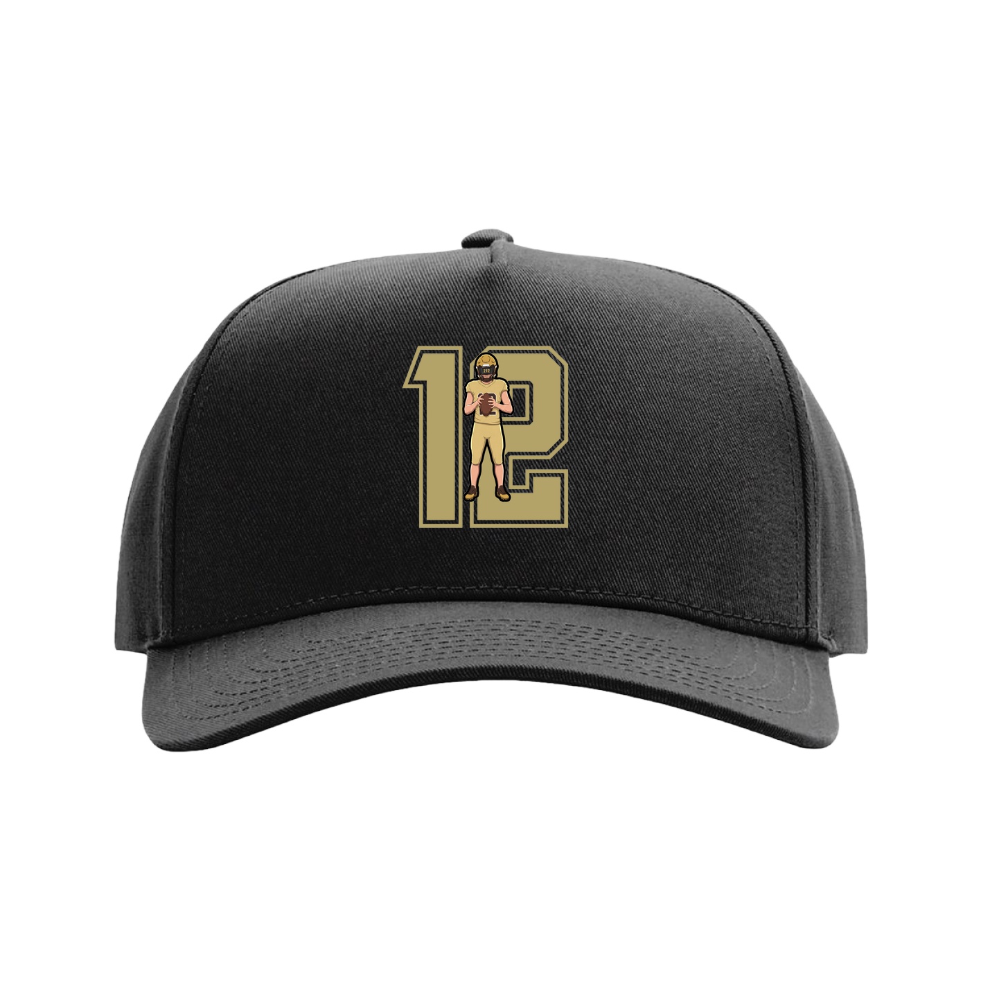 Full Fabric Five-Panel Champ Cap — Number in Black