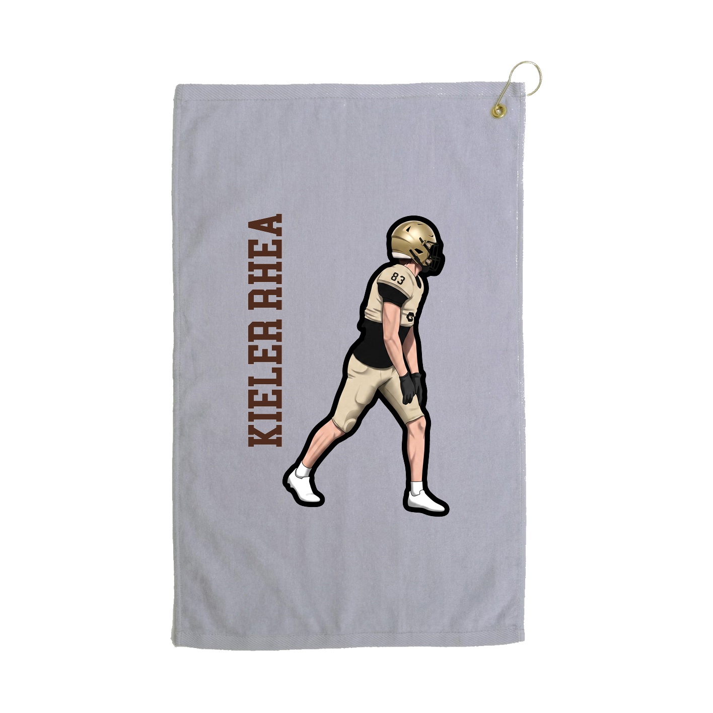 Golf Towel — Name Vertical in Grey