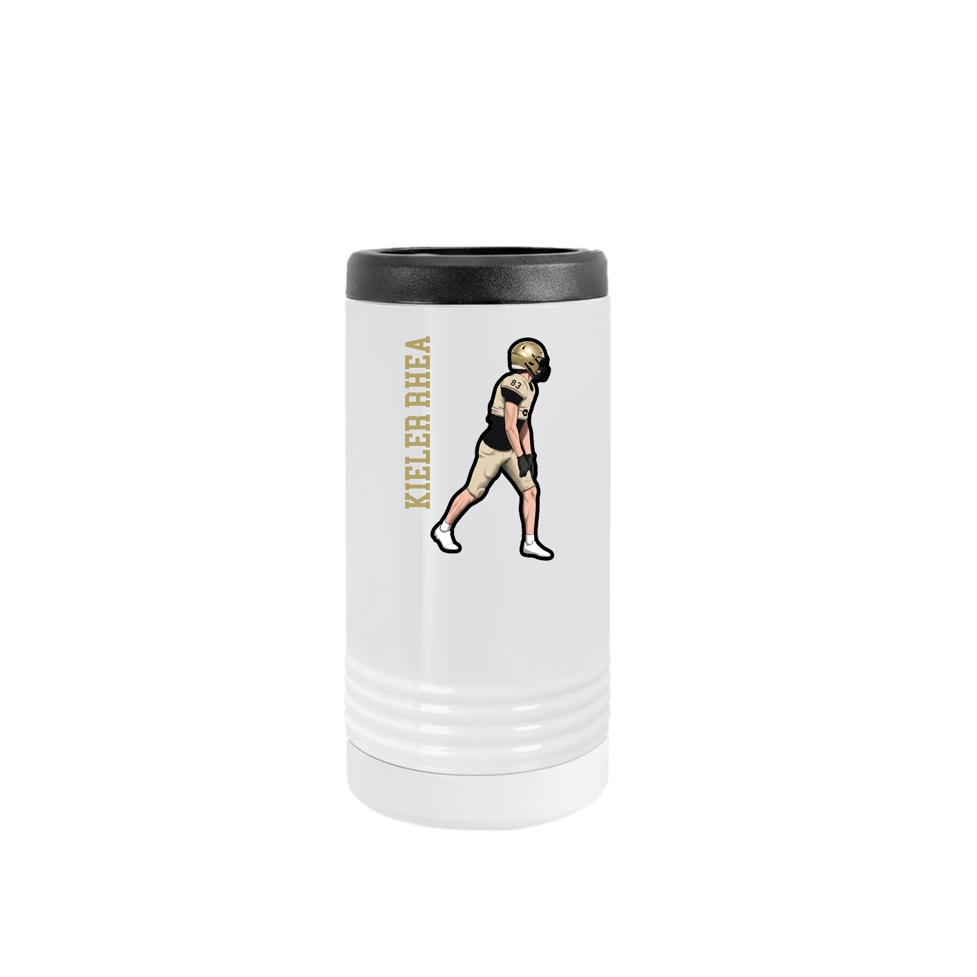 Slim Beverage Holder — Name Vertical in White