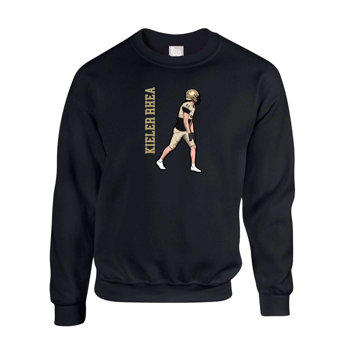 Fleece Crew — Name Vertical in Black