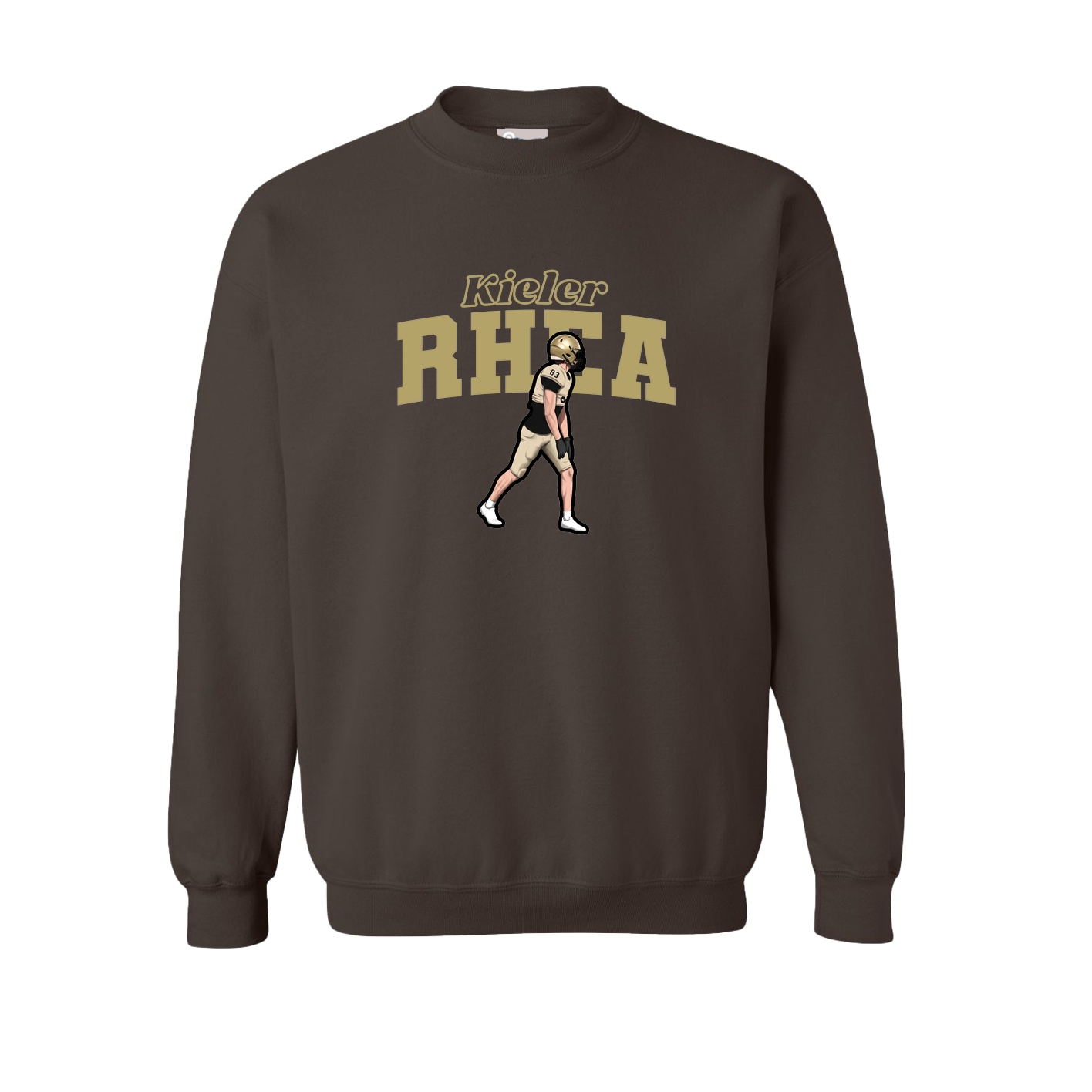 Fleece Crew — Name Arch in Brown