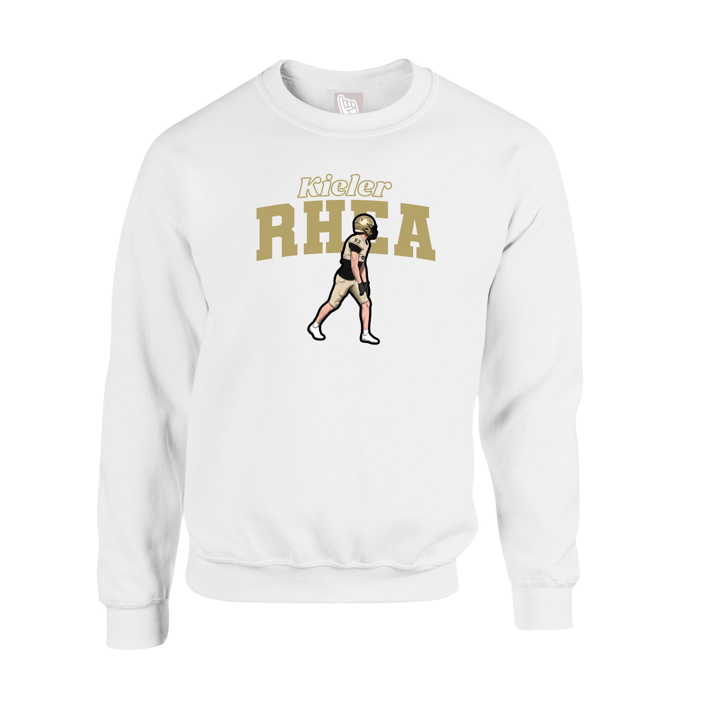 Fleece Crew — Name Arch in White