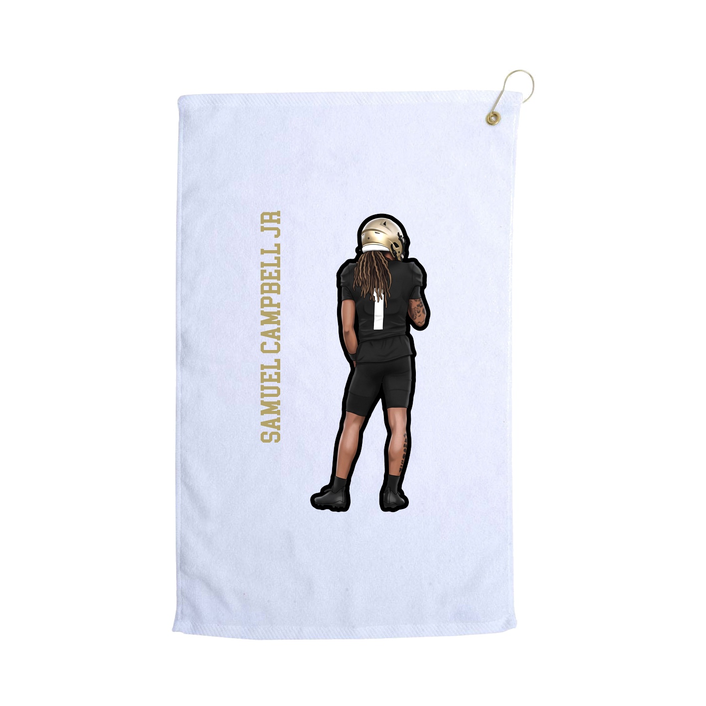 Golf Towel — Name Vertical in White