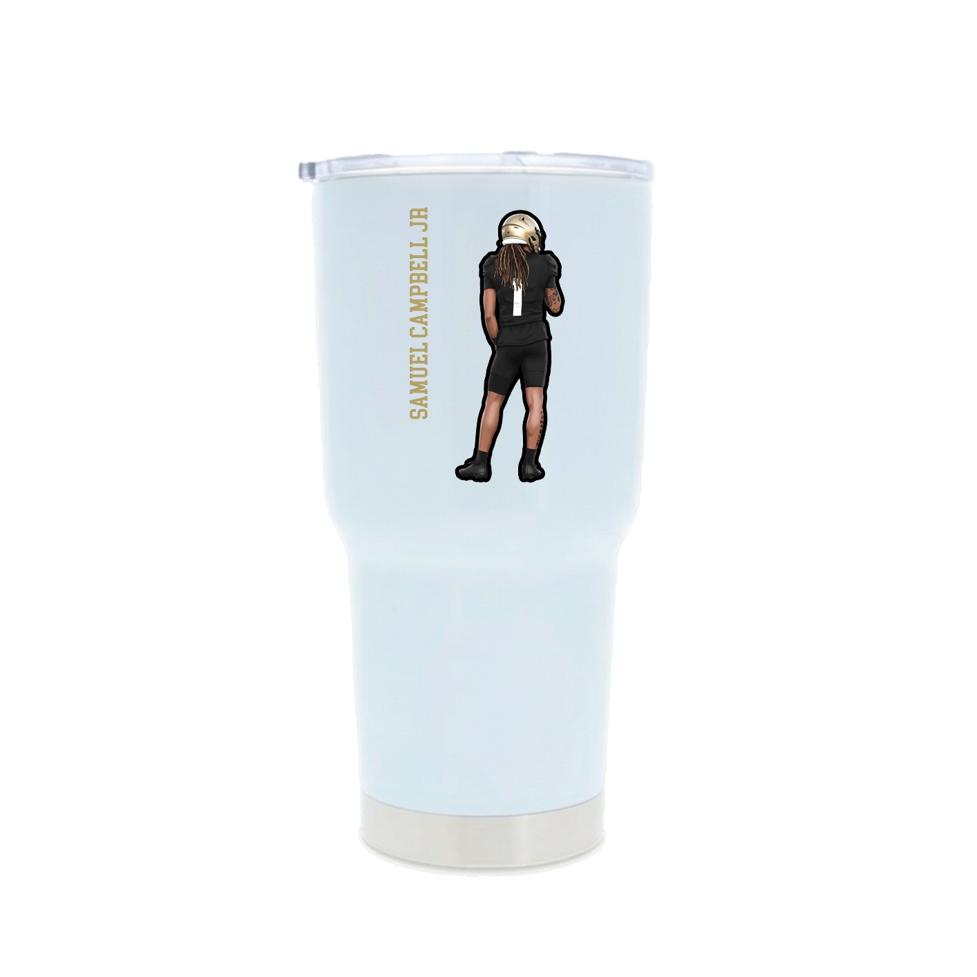 30oz Stainless Steel Tumbler — Name Vertical in White