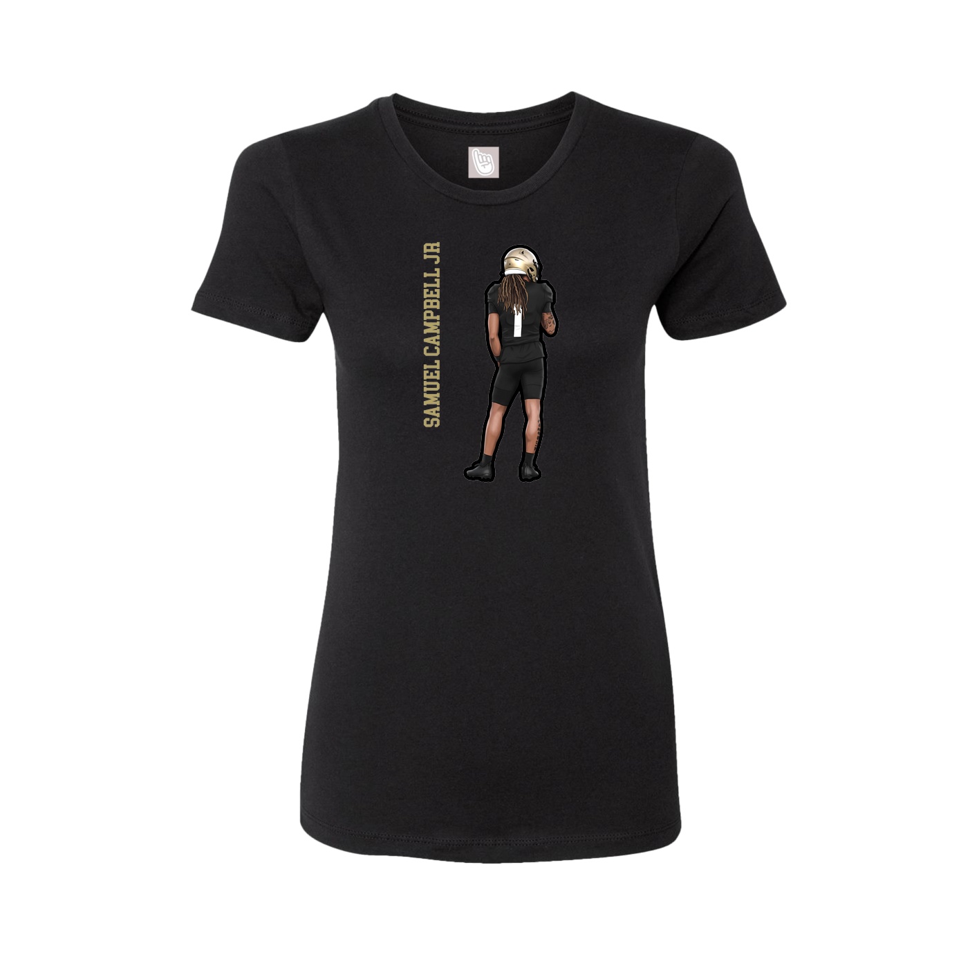 Fitted Women's Tee — Name Vertical in Black