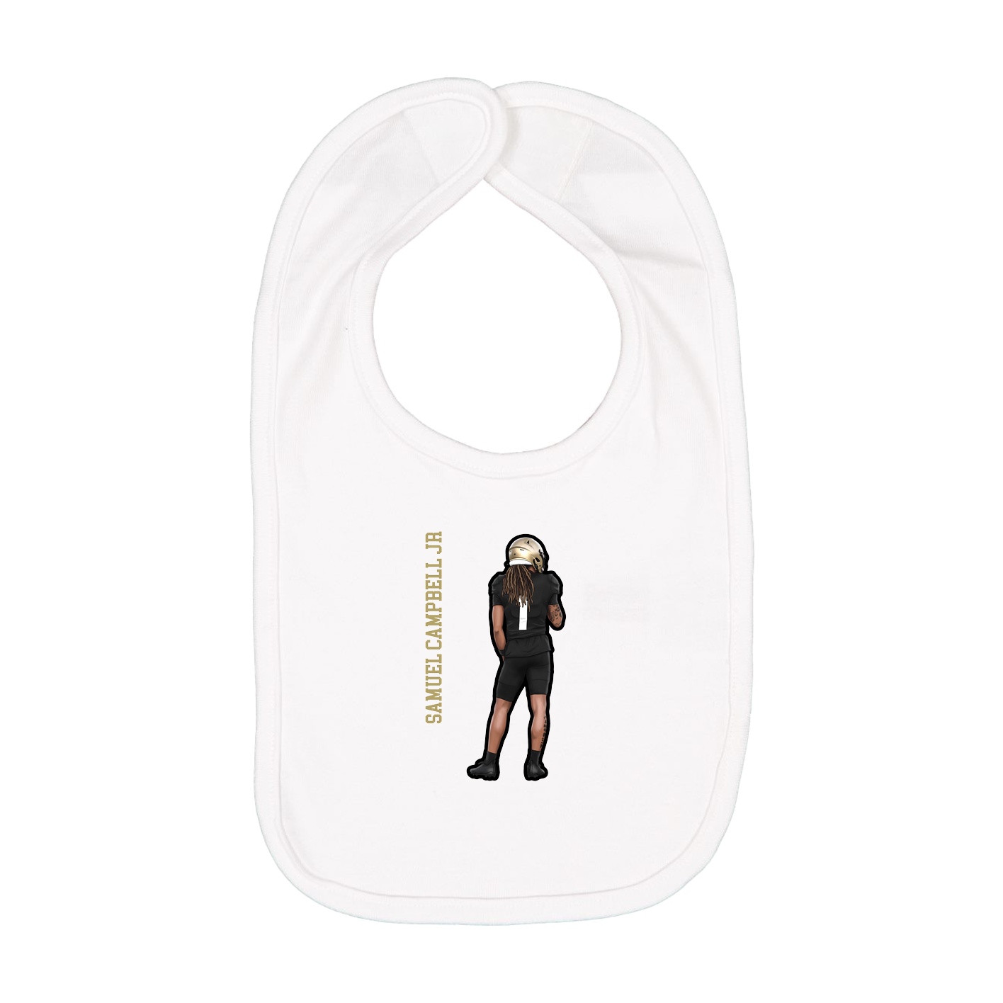 Infant Bib — Name Vertical in White