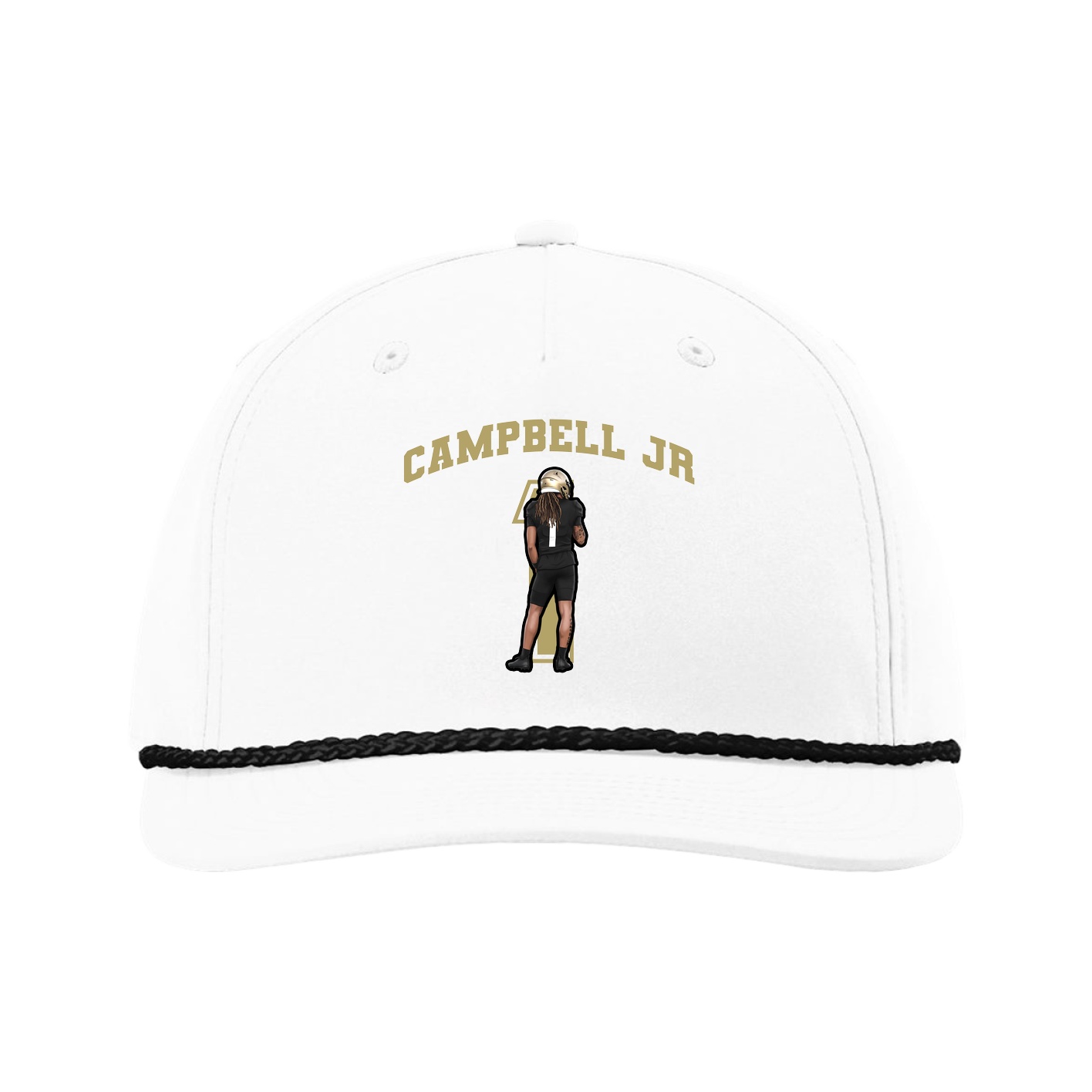 Five-Panel Classic Rope Cap — Number in White