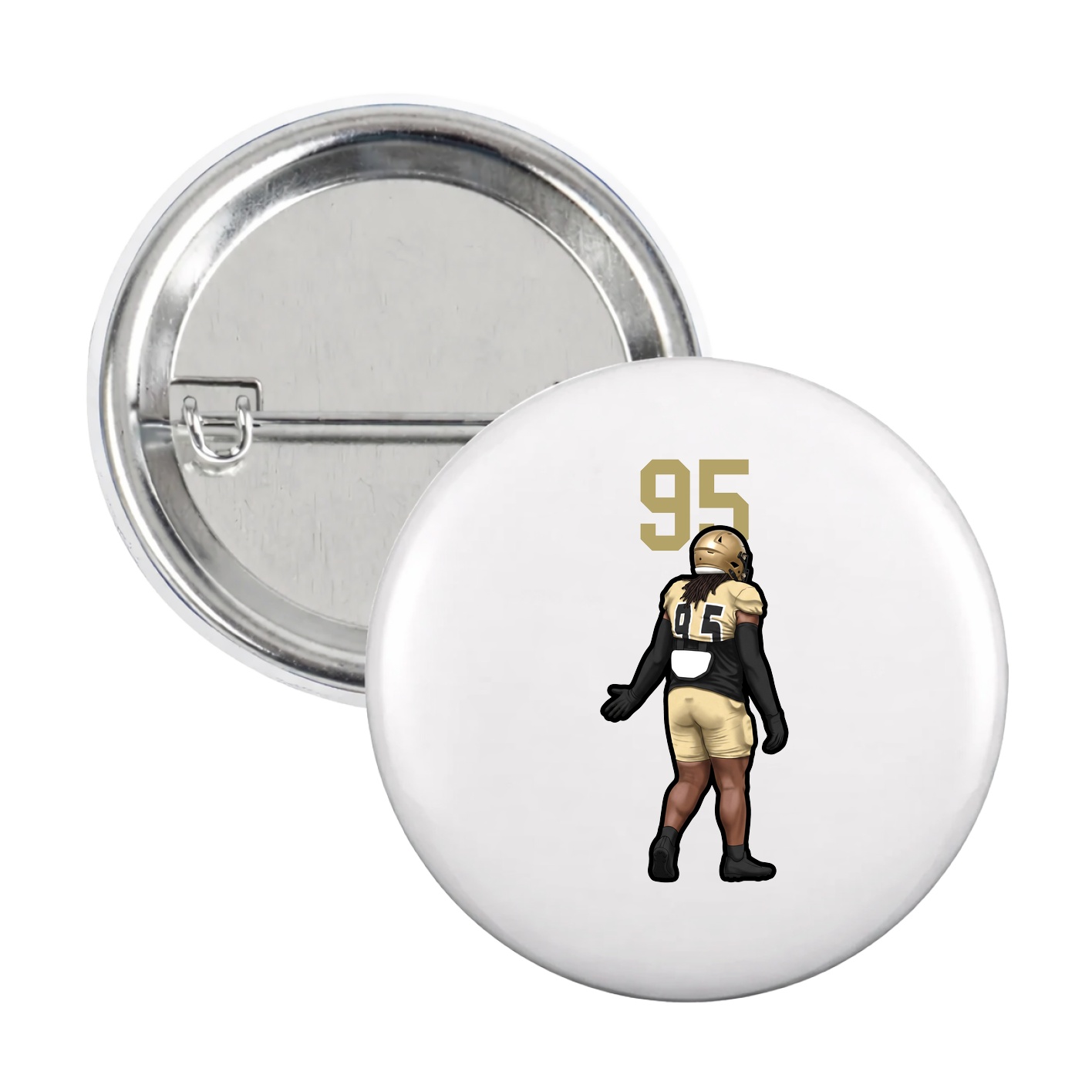 Game Day Button — Number Top in White