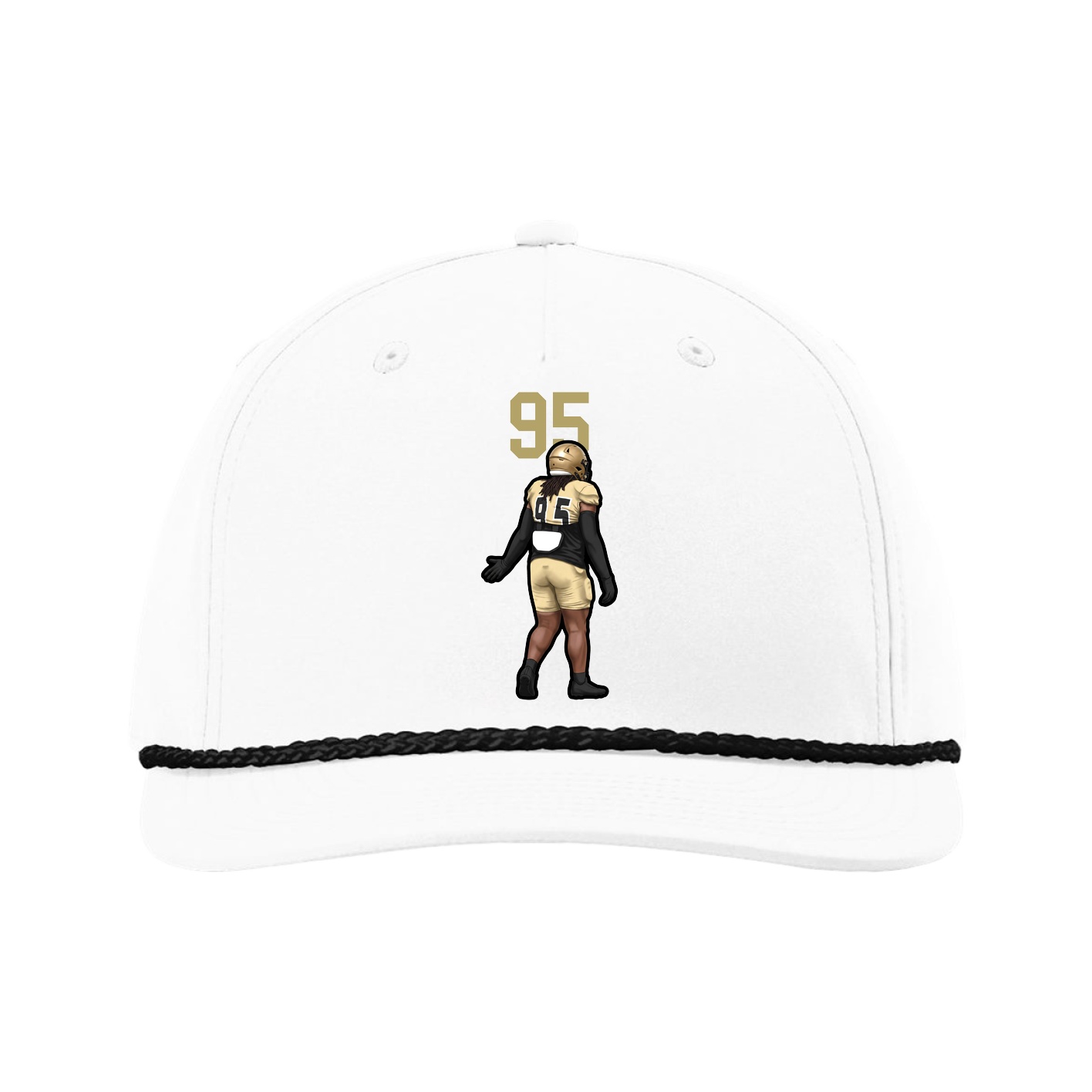 Five-Panel Classic Rope Cap — Number Top in White