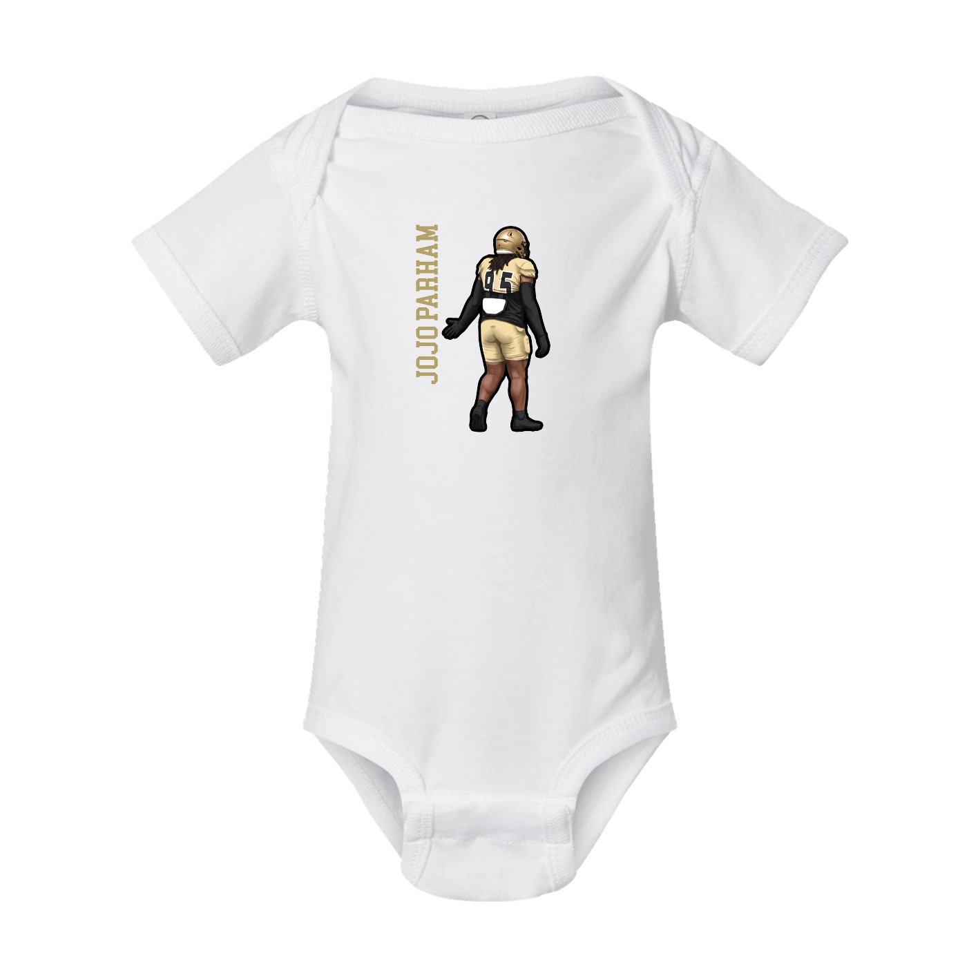 Baby Onesie — Name Vertical in White